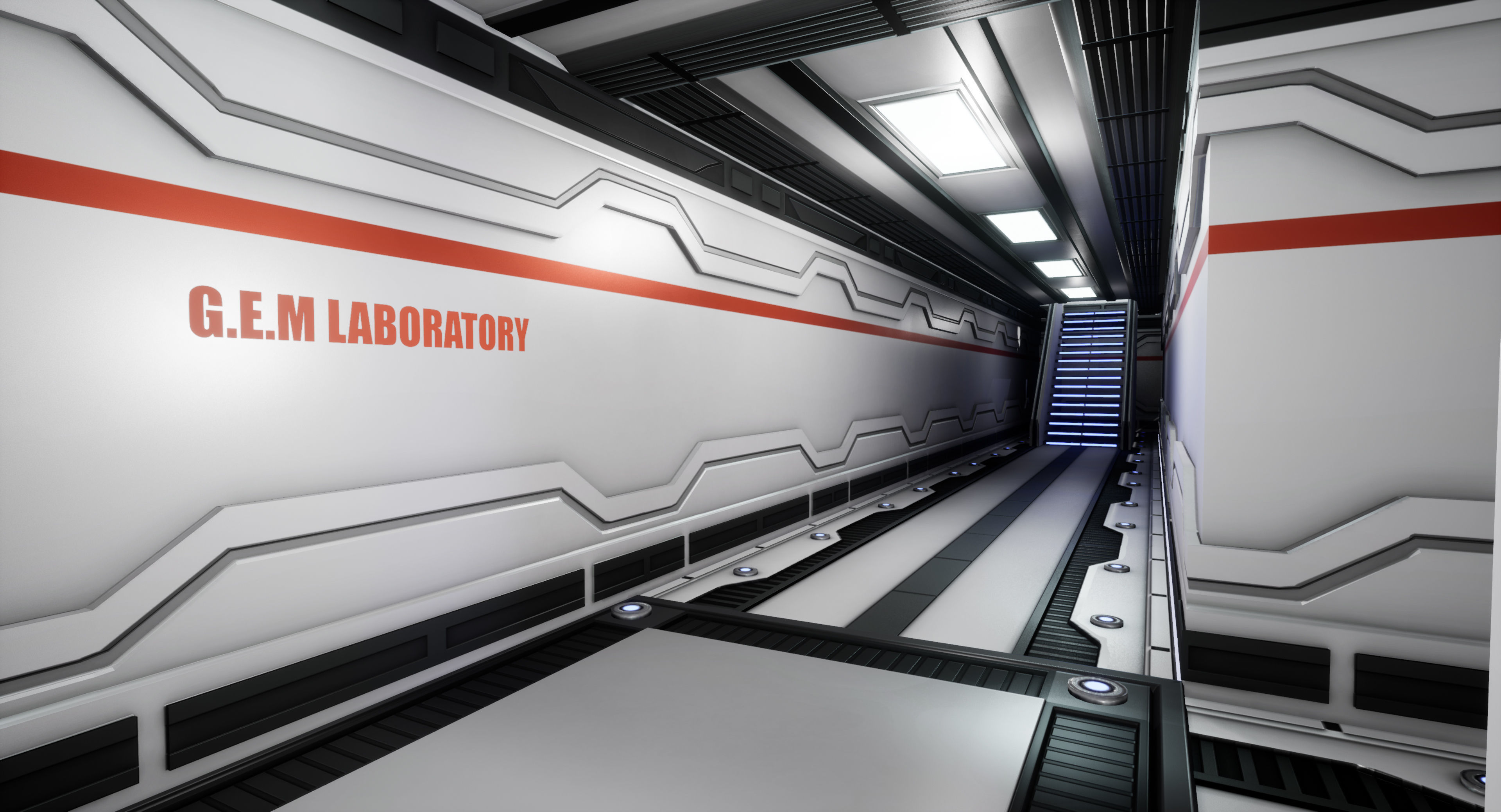 Sci Fi Laboratory Hallway Corridor Low-poly 3D model_3