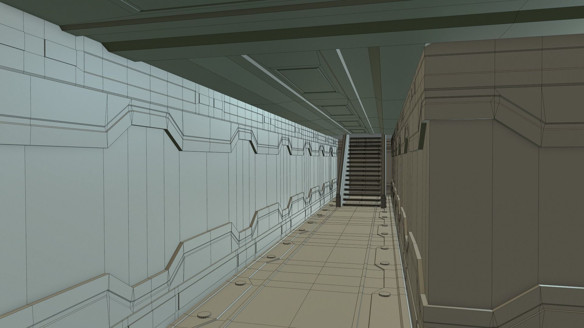 Sci Fi Laboratory Hallway Corridor Low-poly 3D model_9