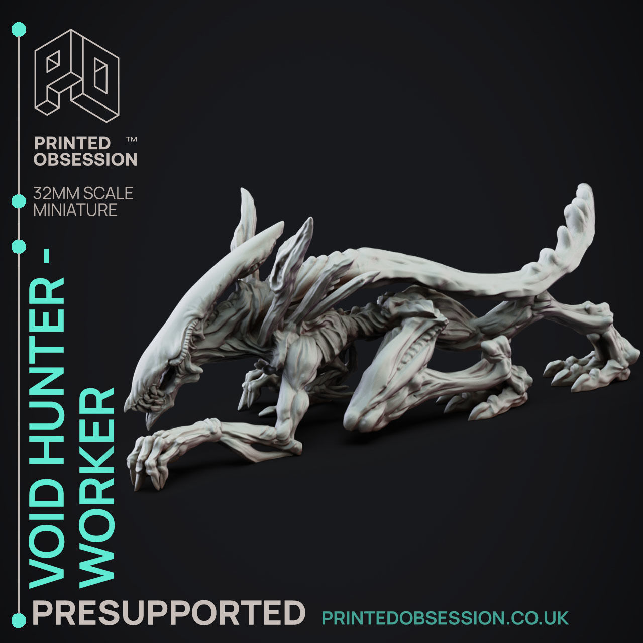 VoidHunter Worker - 3D Printable TTRPG - PRESUPPORTED - 32mm 3D print model_15