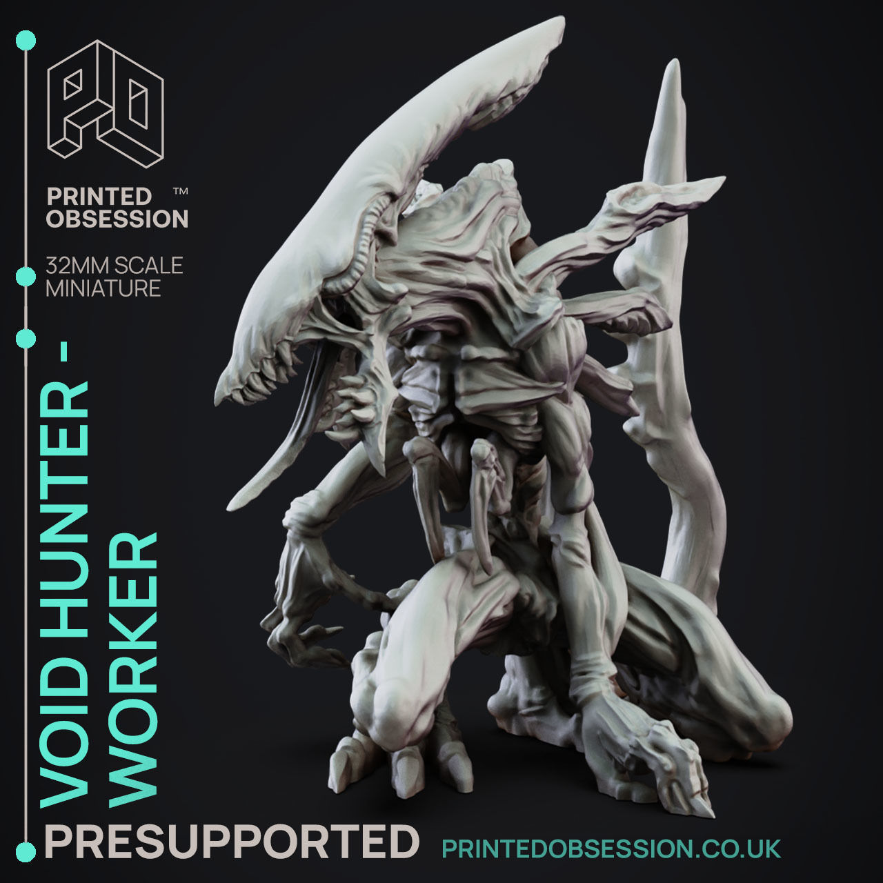 VoidHunter Worker - 3D Printable TTRPG - PRESUPPORTED - 32mm 3D print model_4