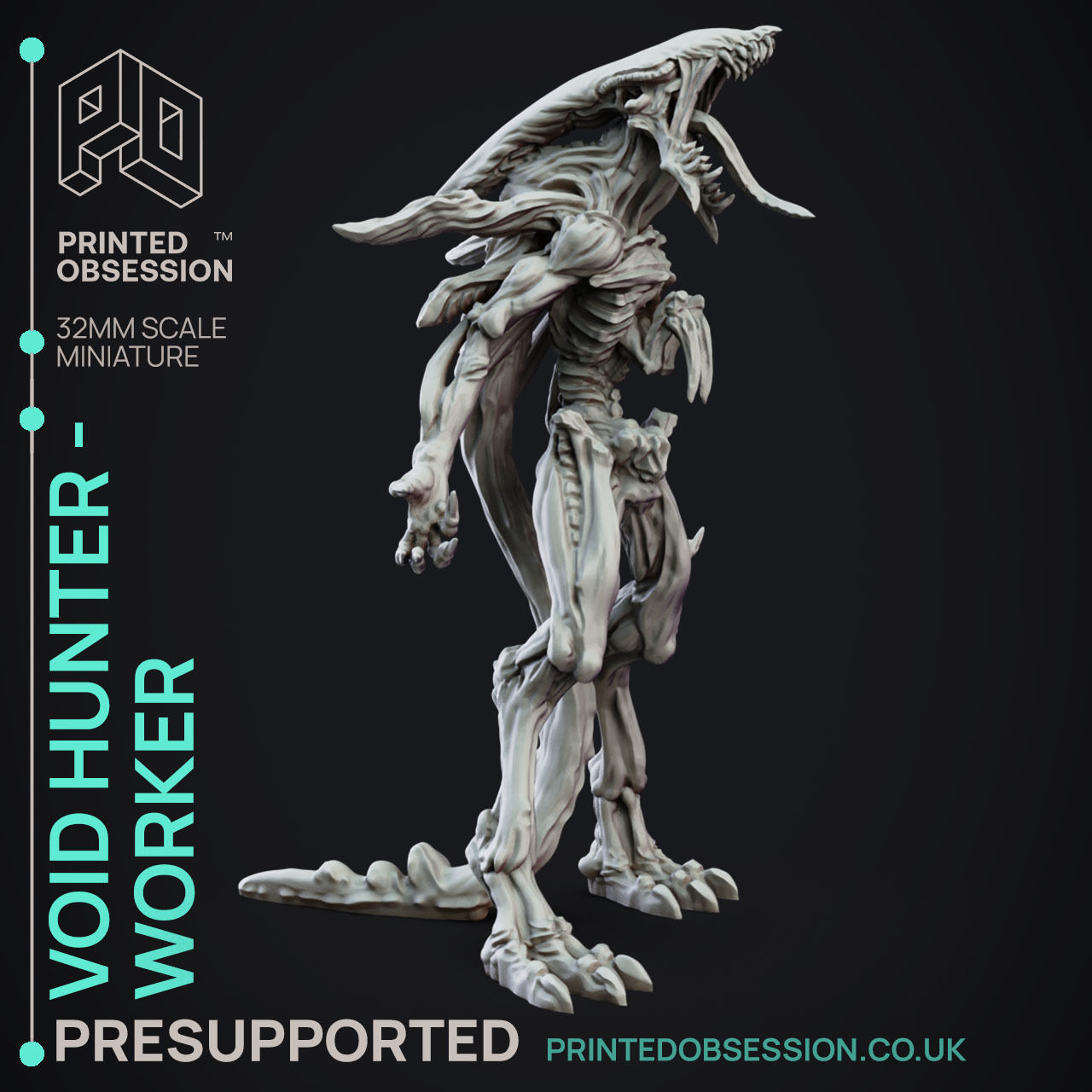 VoidHunter Worker - 3D Printable TTRPG - PRESUPPORTED - 32mm 3D print model_16
