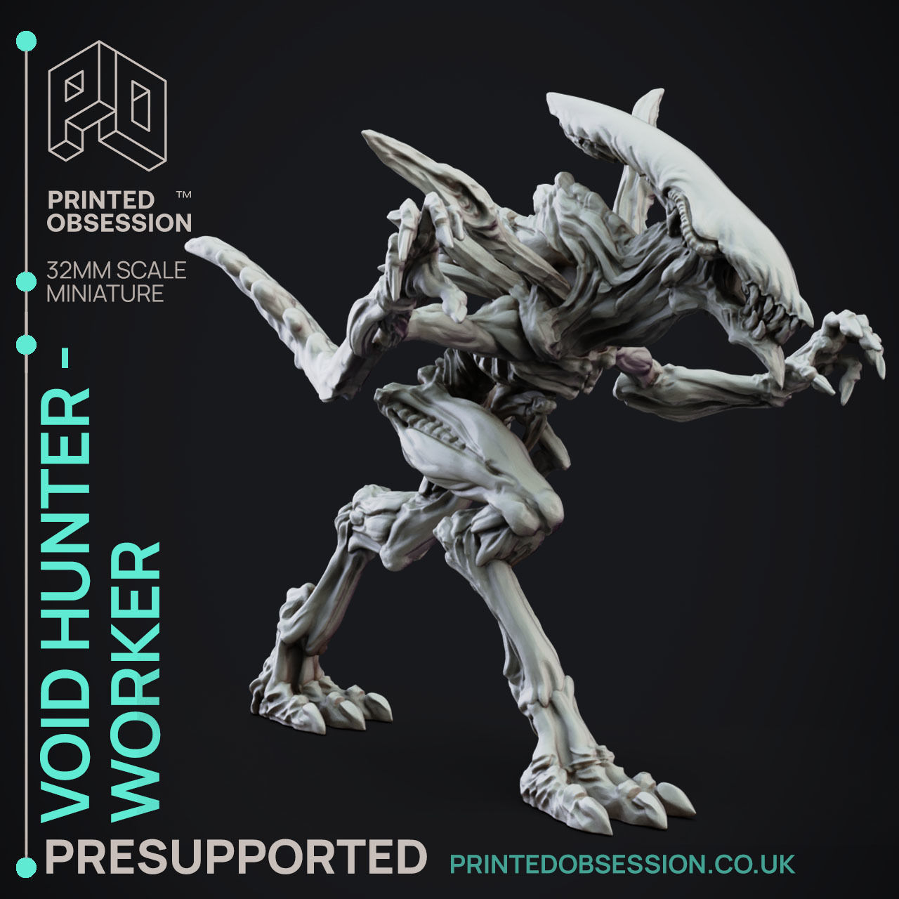 VoidHunter Worker - 3D Printable TTRPG - PRESUPPORTED - 32mm 3D print model_8