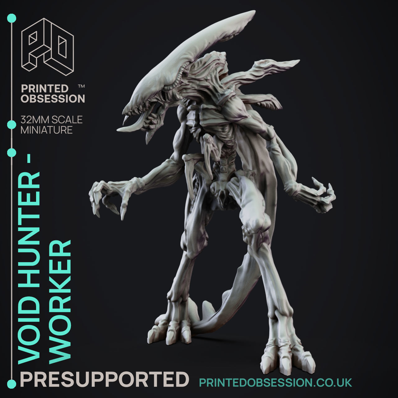 VoidHunter Worker - 3D Printable TTRPG - PRESUPPORTED - 32mm 3D print model_3