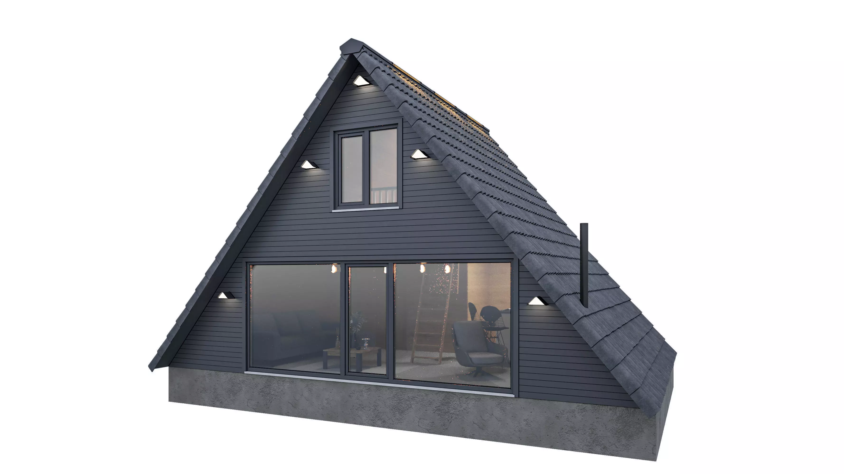 Triangle Bungalow Design 3D model_0