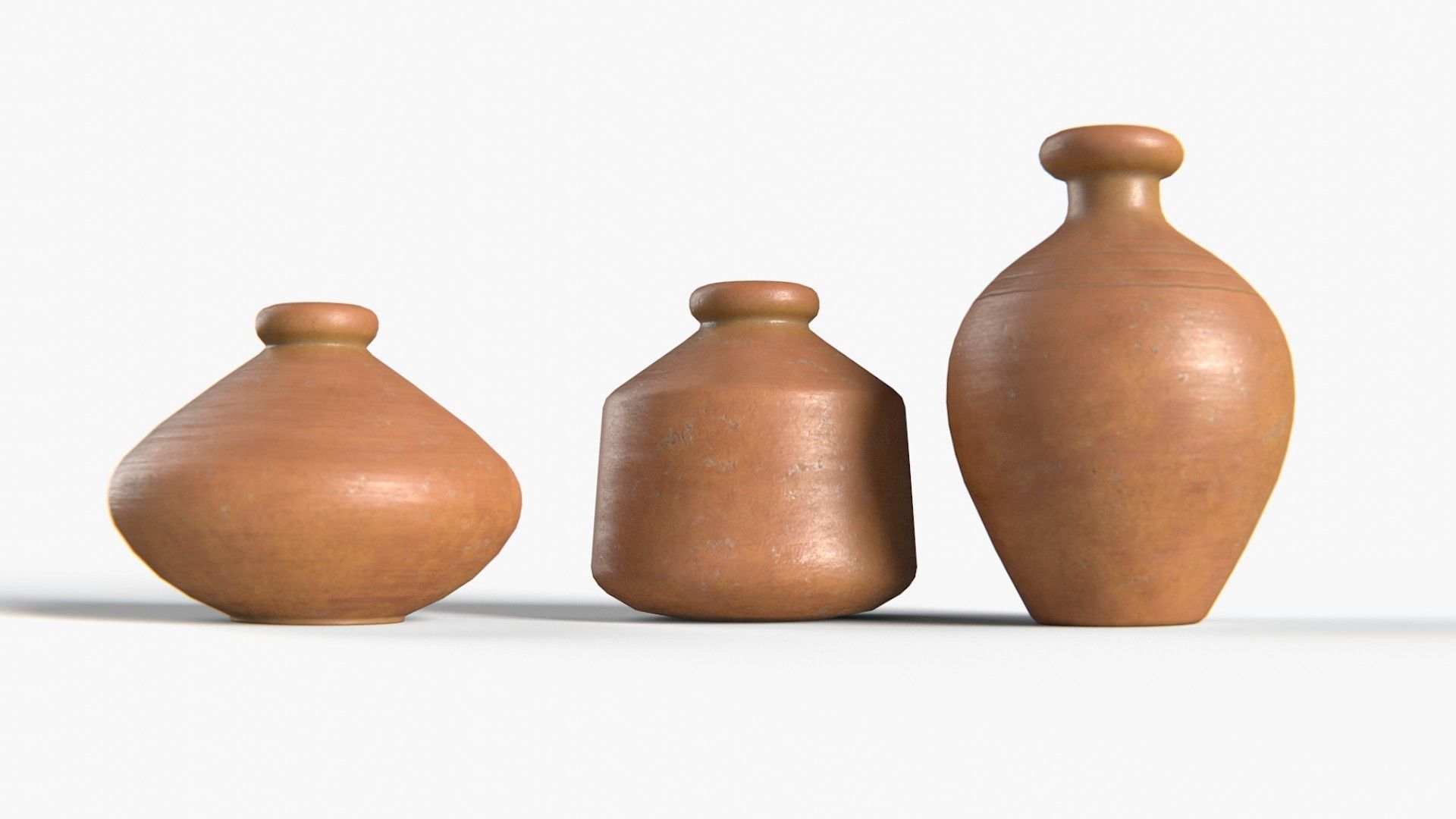 Pots red clay Low-poly 3D model_5