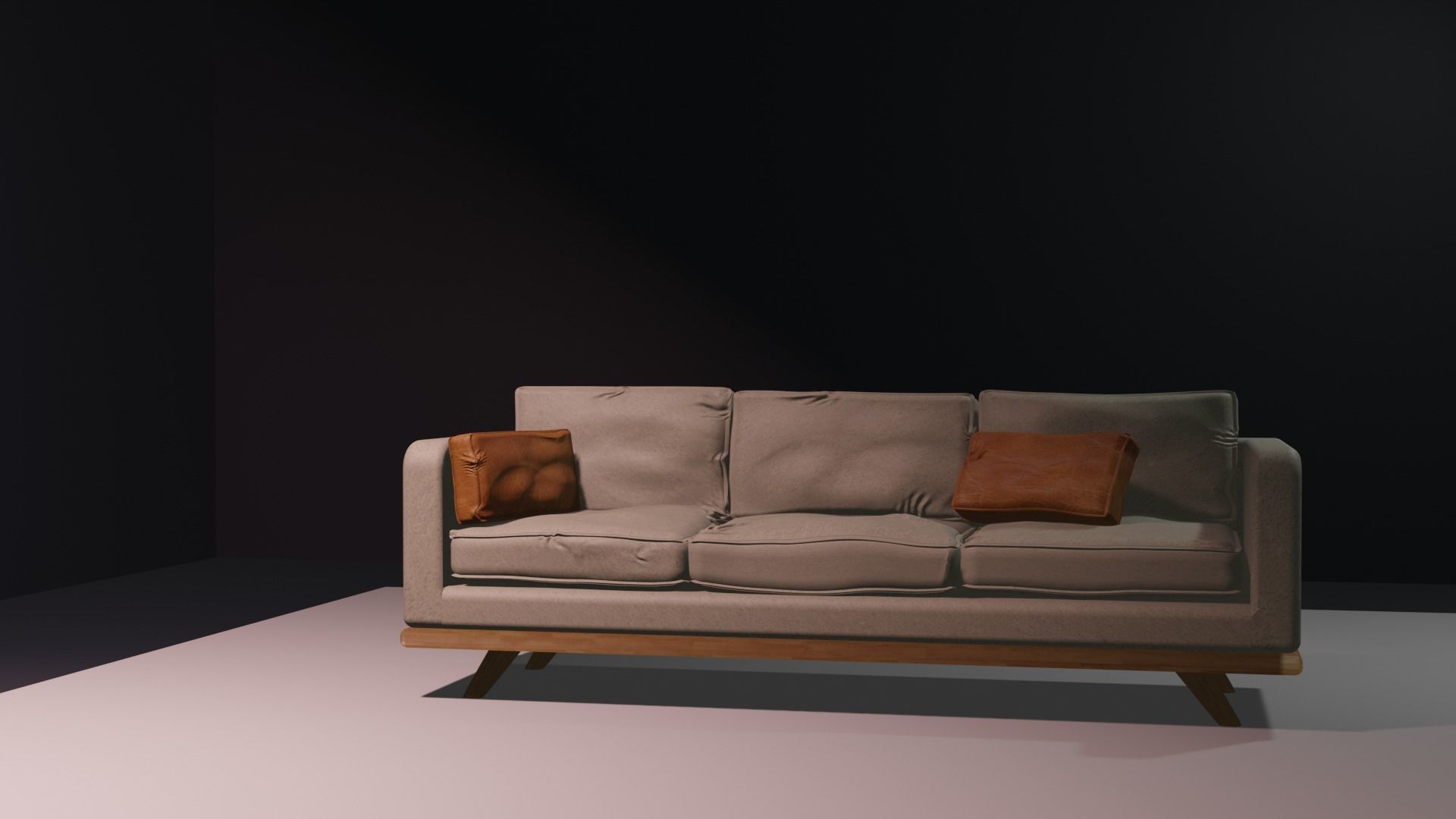 Leather Couch Low-poly 3D model_3