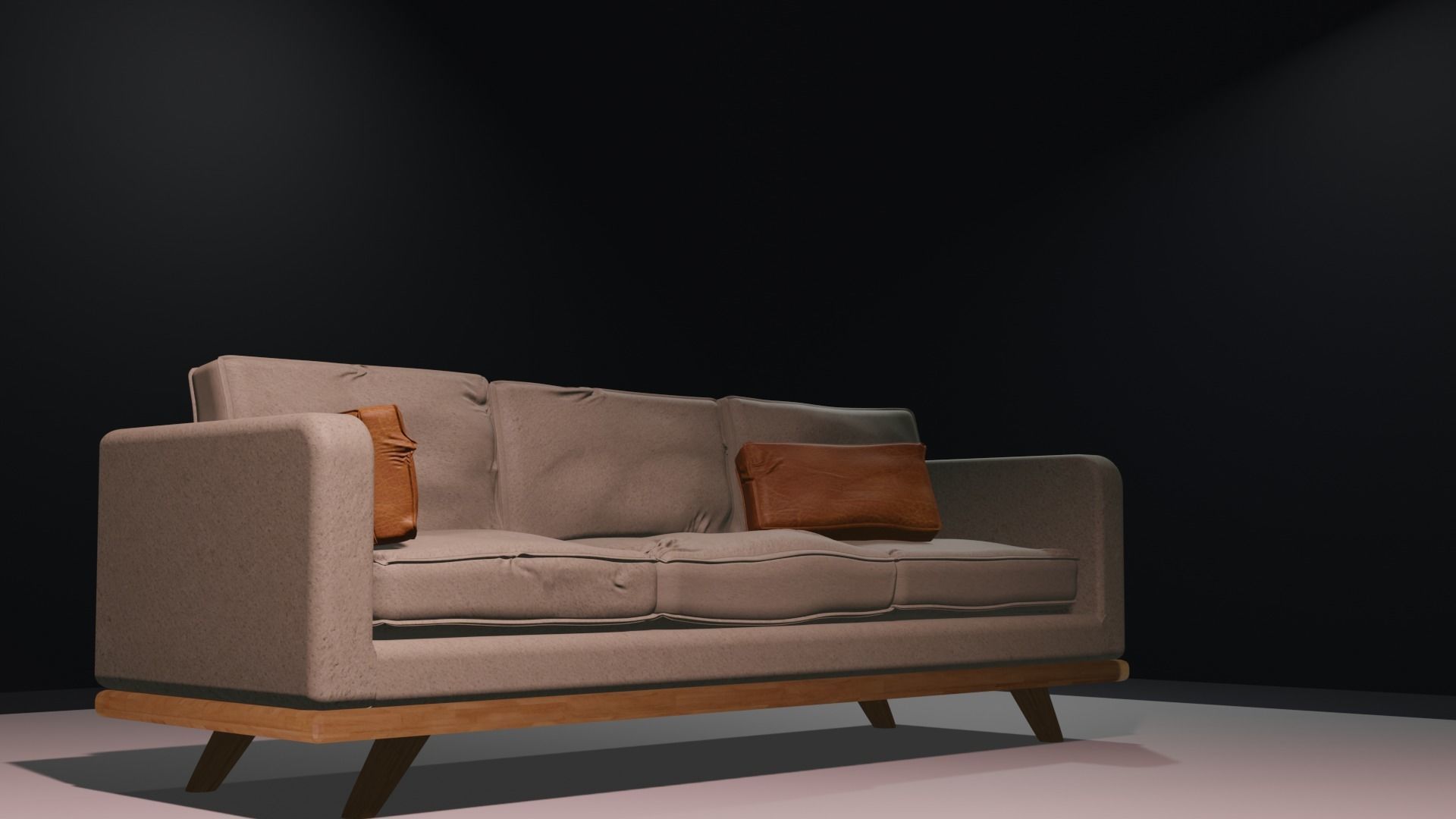 Leather Couch Low-poly 3D model_1