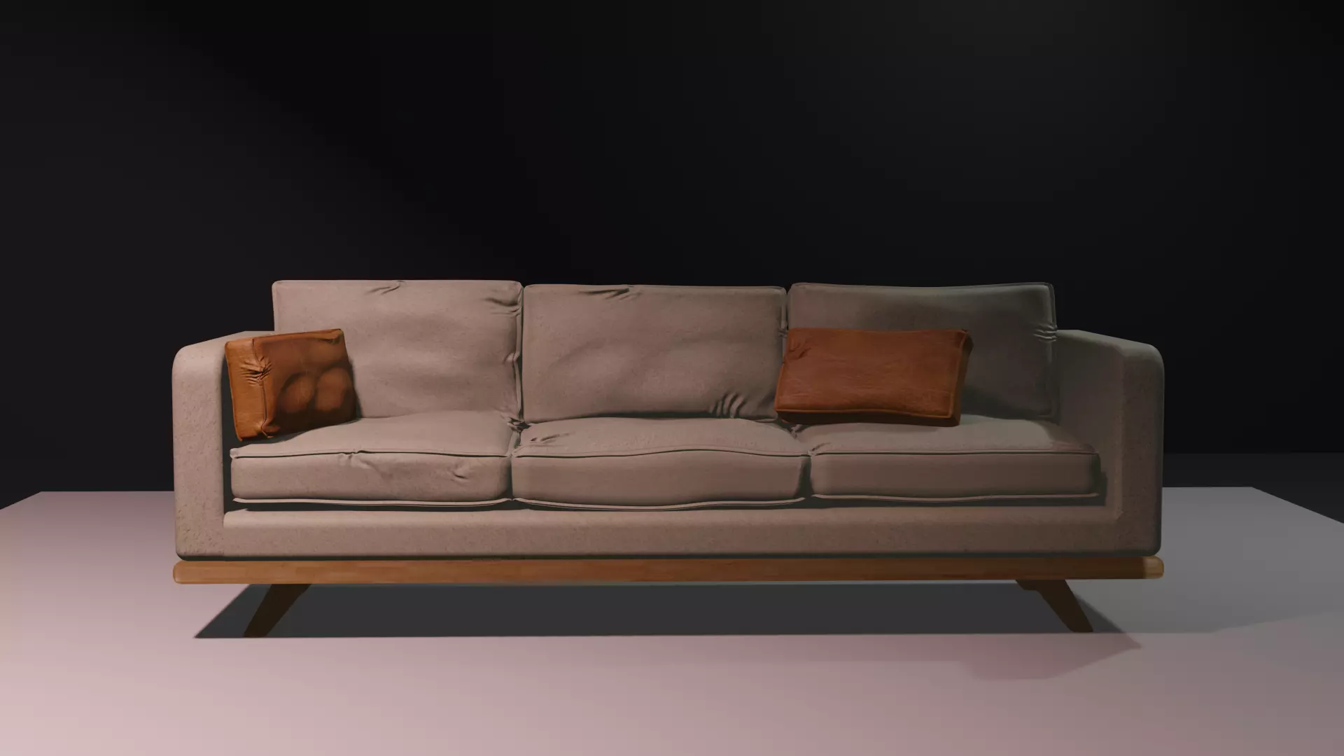 Leather Couch Low-poly 3D model_0
