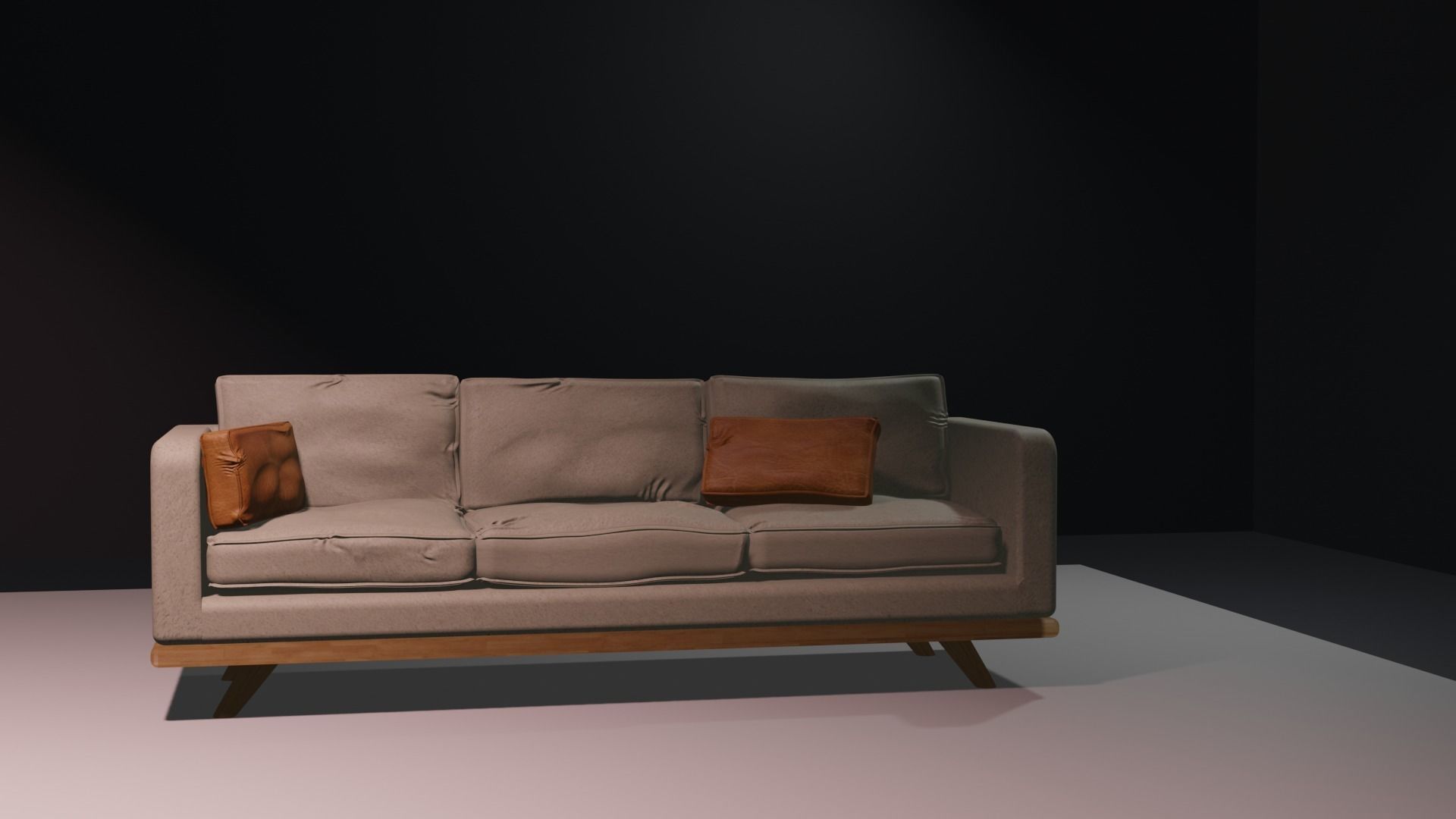 Leather Couch Low-poly 3D model_5