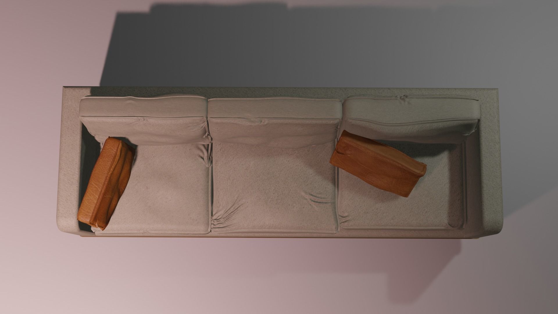 Leather Couch Low-poly 3D model_2