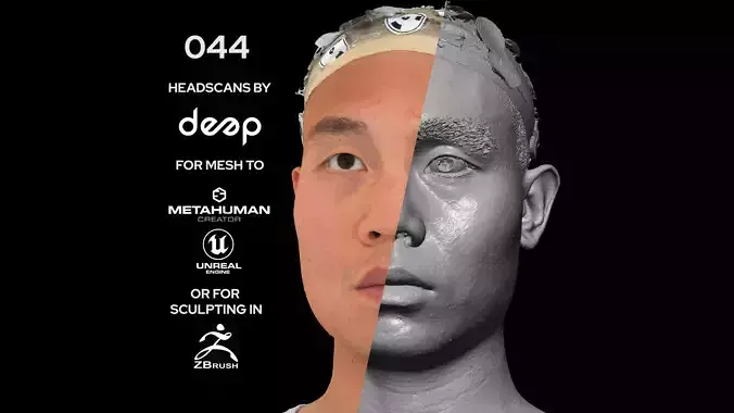 Asian Male 30s head scan 044 3D model