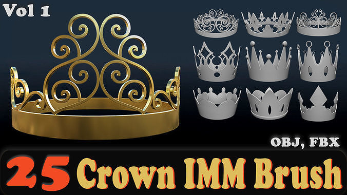 25 Crown IMM Brush Vol 1 Low-poly 3D model