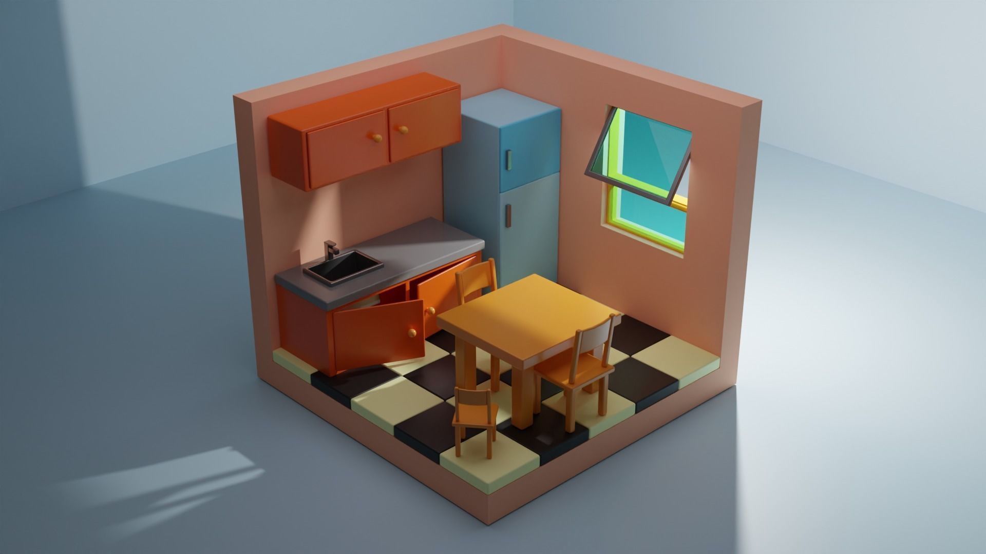 isometric kitchen  3D model_1