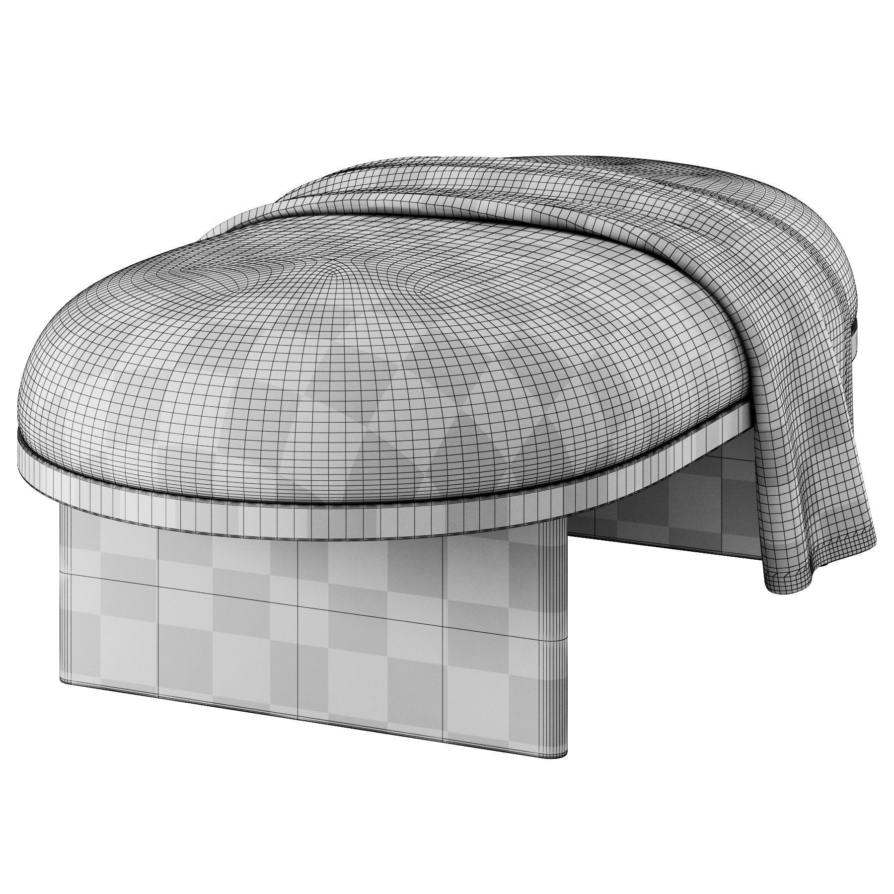 Anza Bench 120 and pouf 3D model_4