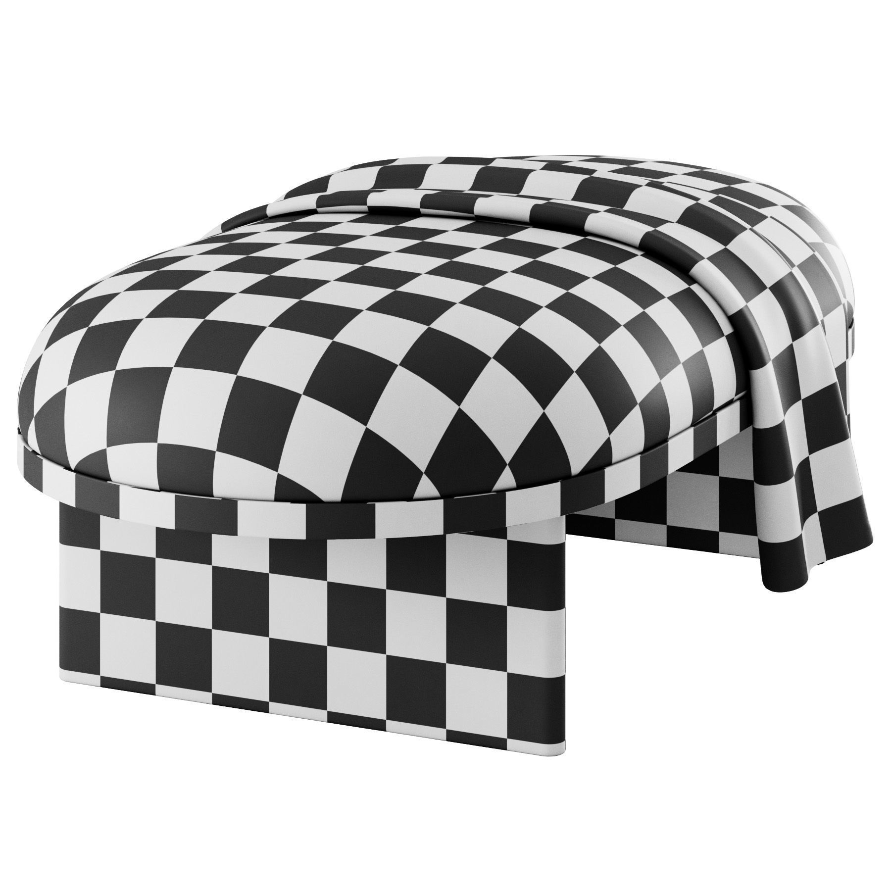 Anza Bench 120 and pouf 3D model_15