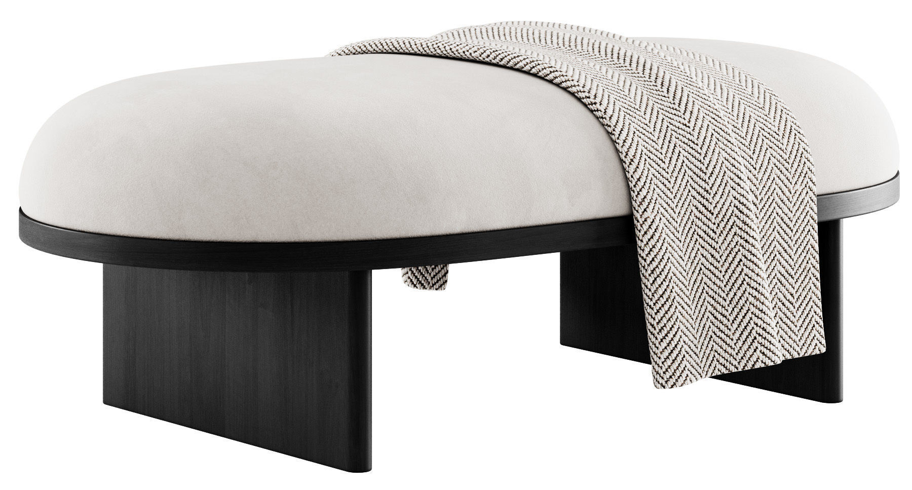 Anza Bench 120 and pouf 3D model_8