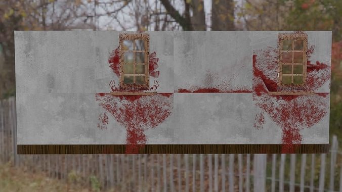 Ancient Shadows Collection Stone Wall with blood and wood  3D model
