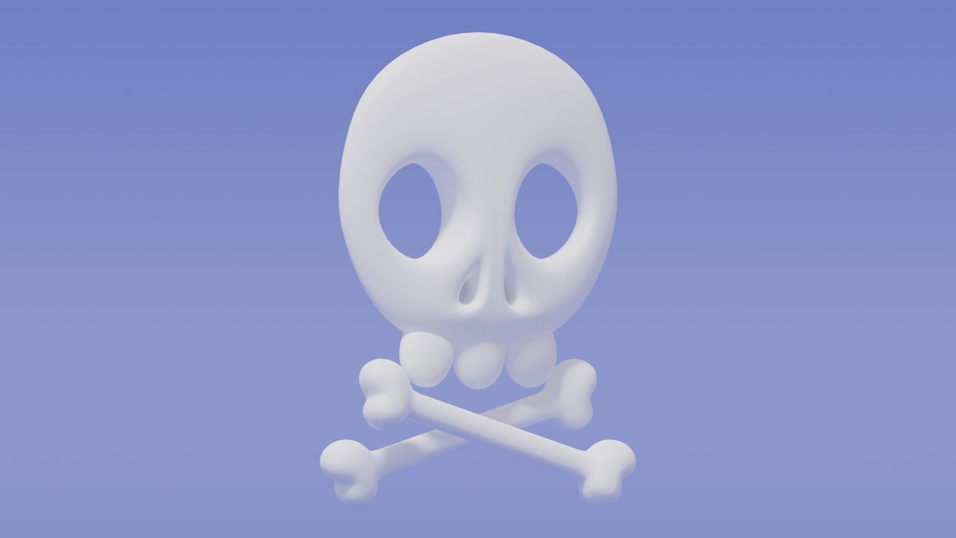 Cartoon Skull and Crossbones 3D model_5