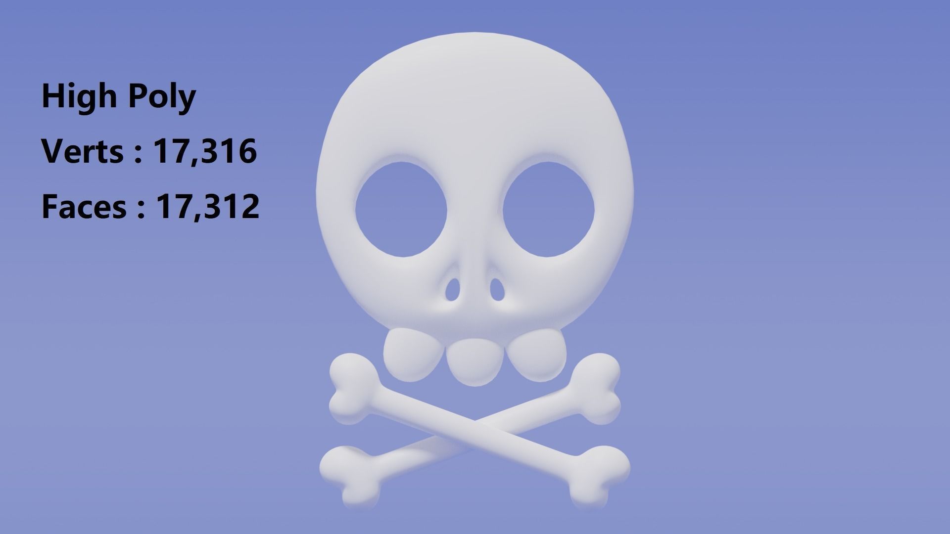 Cartoon Skull and Crossbones 3D model_12