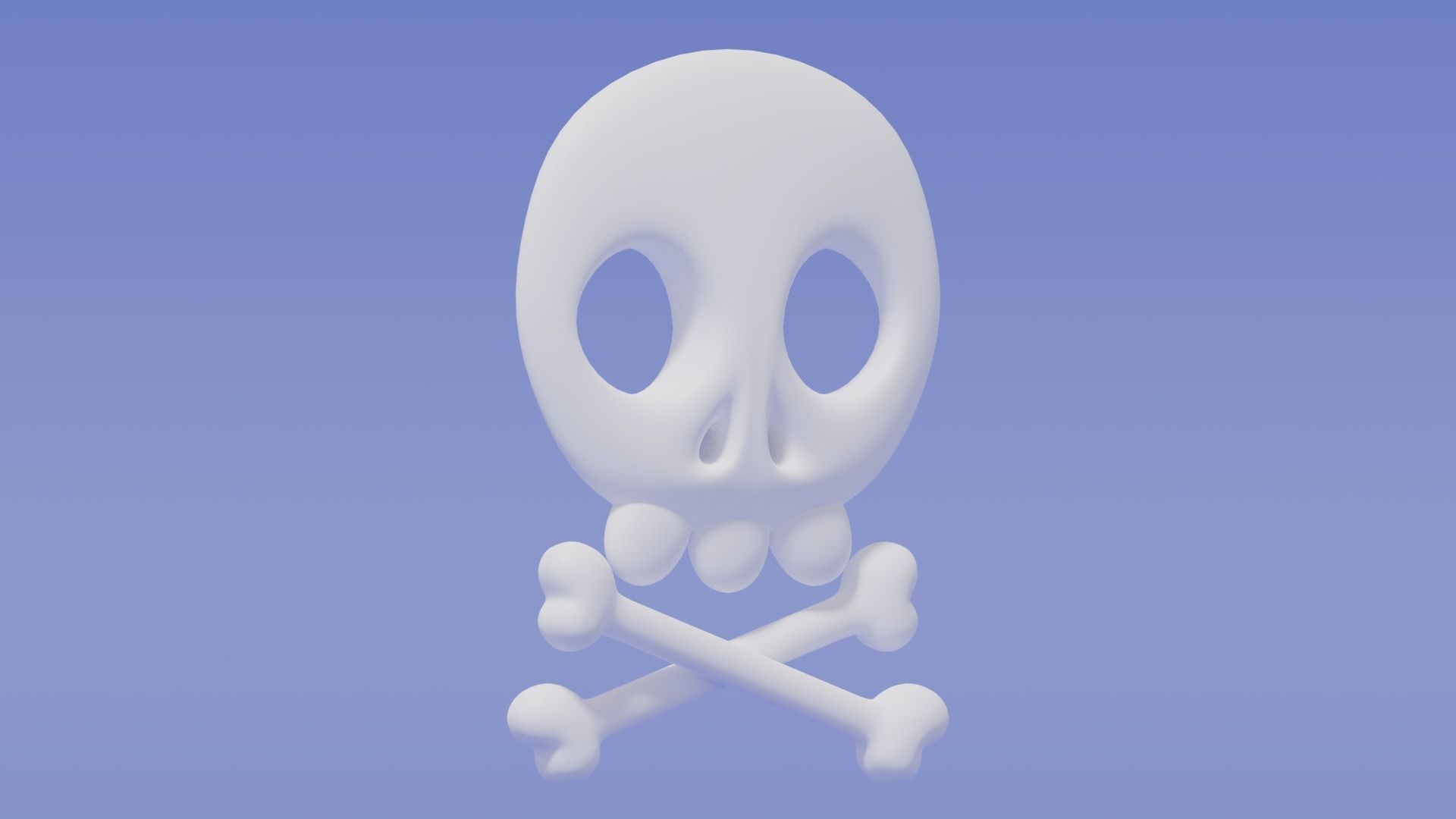 Cartoon Skull and Crossbones 3D model_1