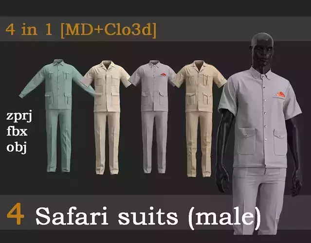 4 mens safari suits