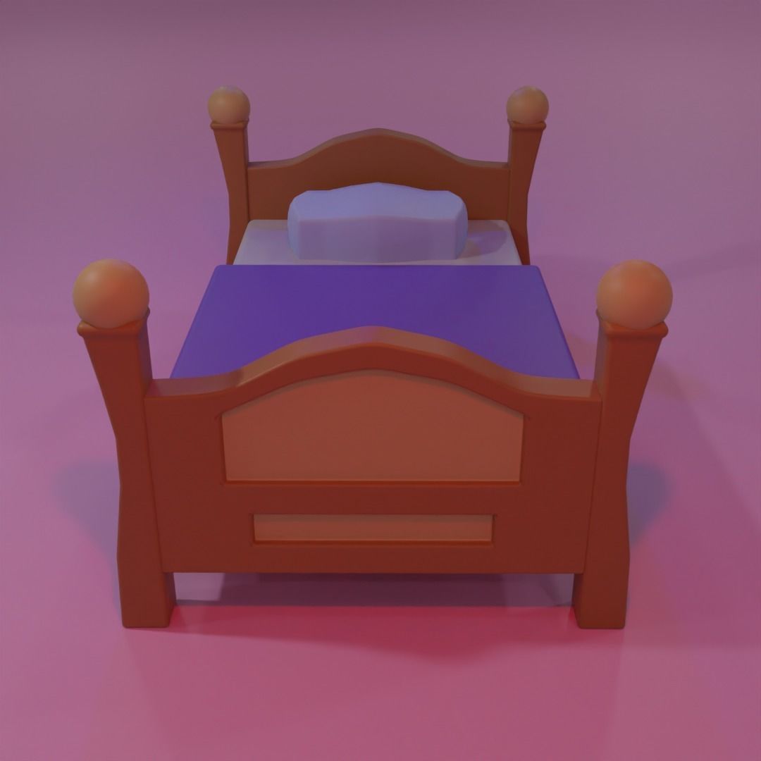 Vintage bed- LOW POLY 3D MODEL - MATERIALS IN Low-poly 3D model_3