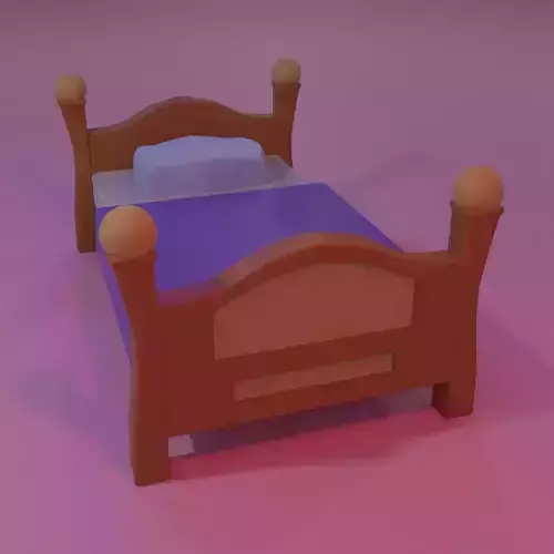 Vintage bed- LOW POLY 3D MODEL - MATERIALS IN