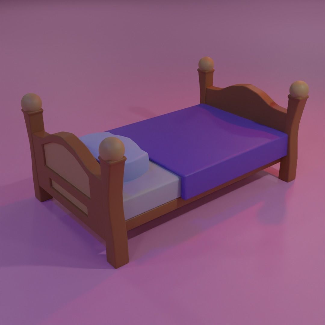 Vintage bed- LOW POLY 3D MODEL - MATERIALS IN Low-poly 3D model_2