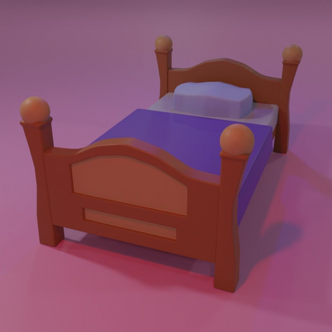 Vintage bed- LOW POLY 3D MODEL - MATERIALS IN Low-poly 3D model_1