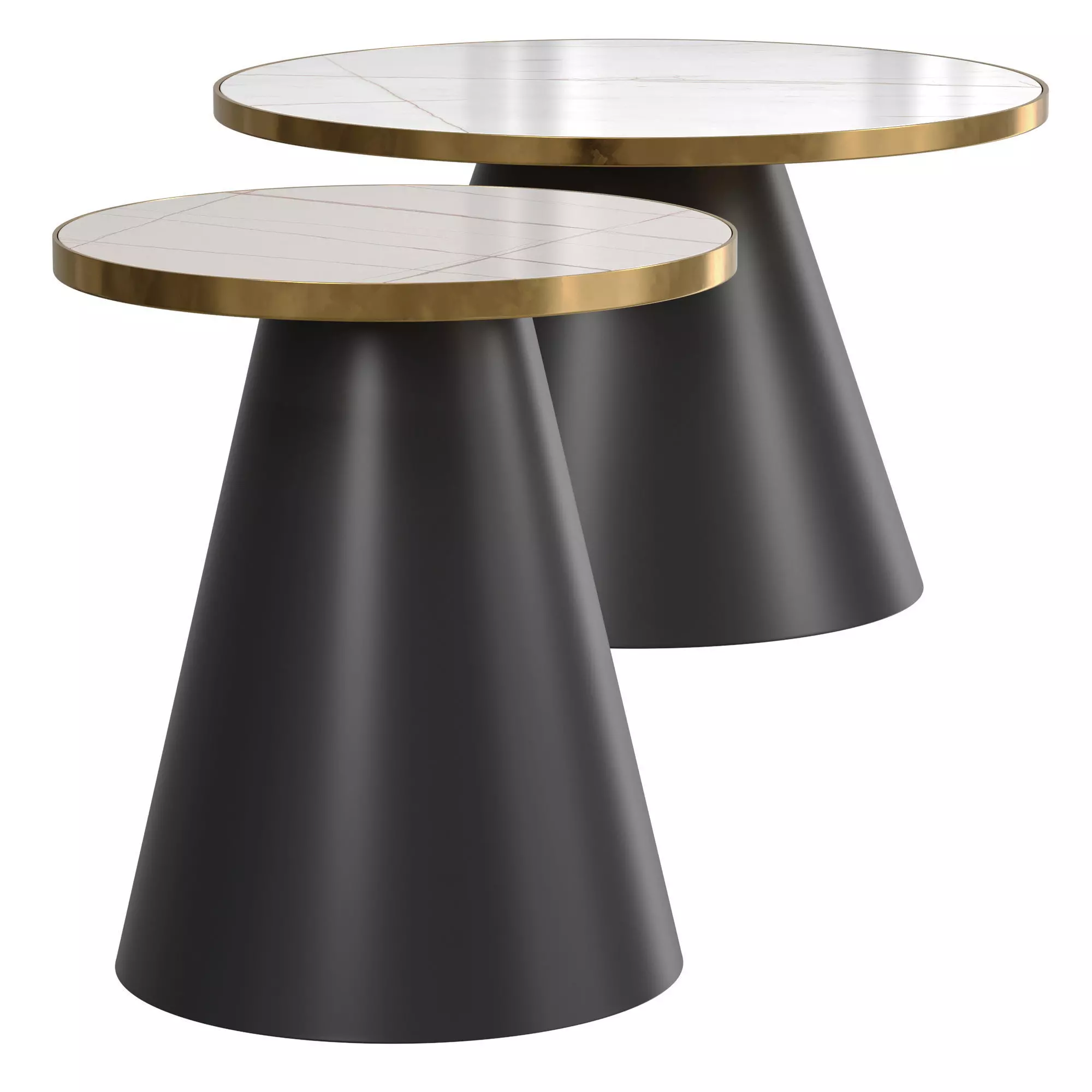 Ferrah Black and White Top Pedestal Coffee table 3D model_0