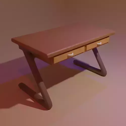 Vintage Desk - LOW POLY 3D MODEL - INTERIOR - MATERIALS IN 
