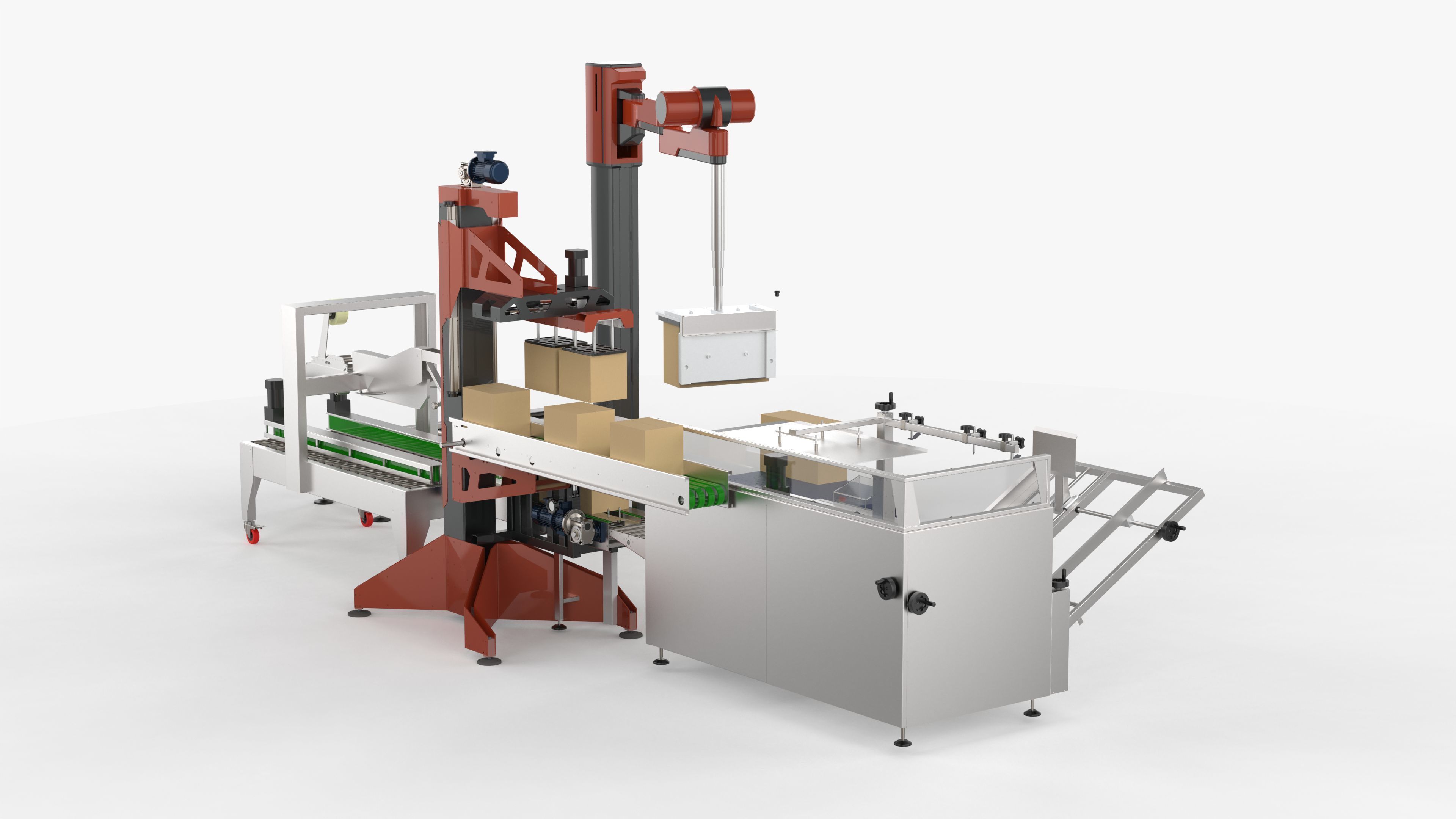 Automatic Unpacking and Sealing Line for Food Factory 3D model_2