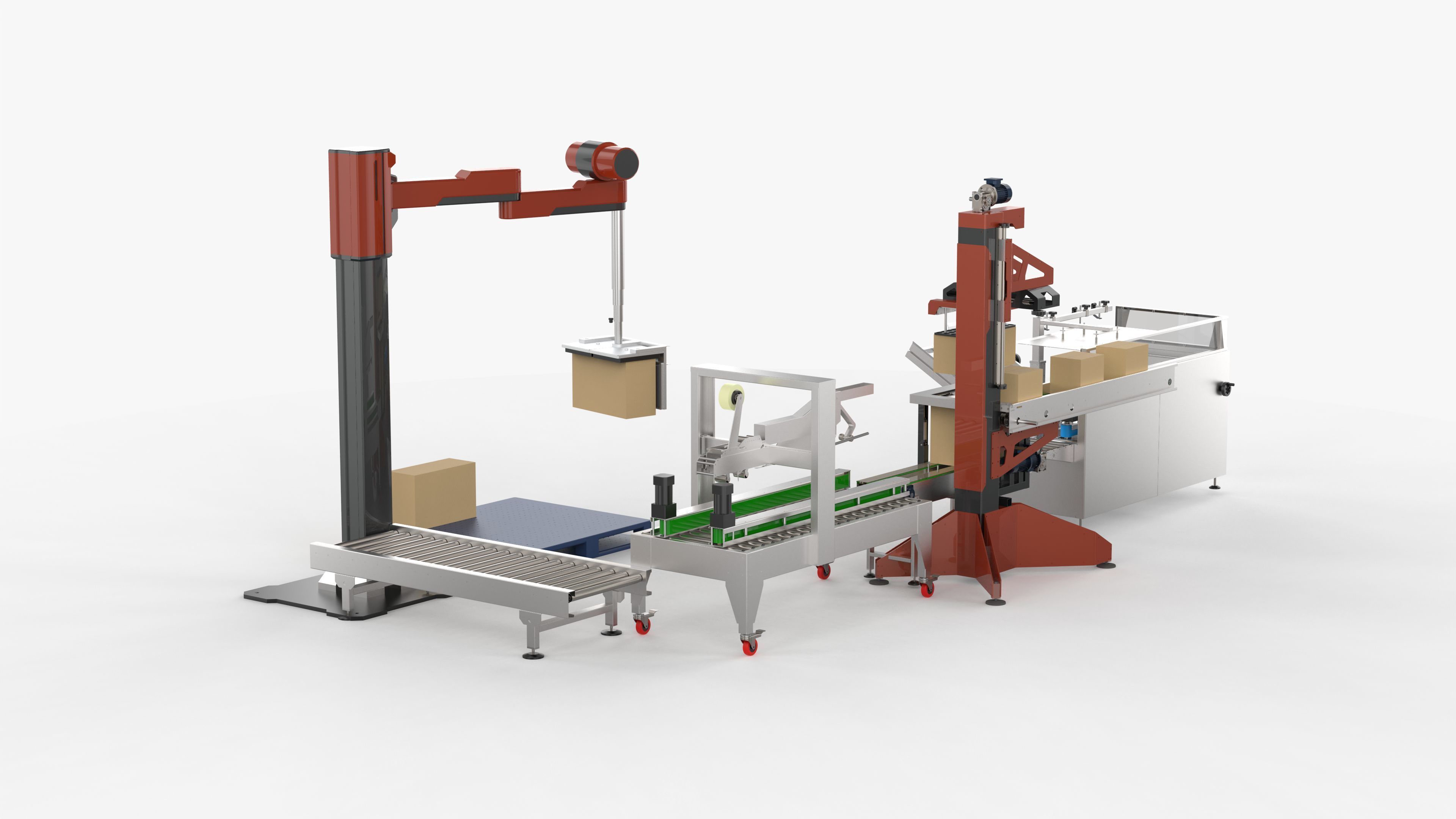 Automatic Unpacking and Sealing Line for Food Factory 3D model_3