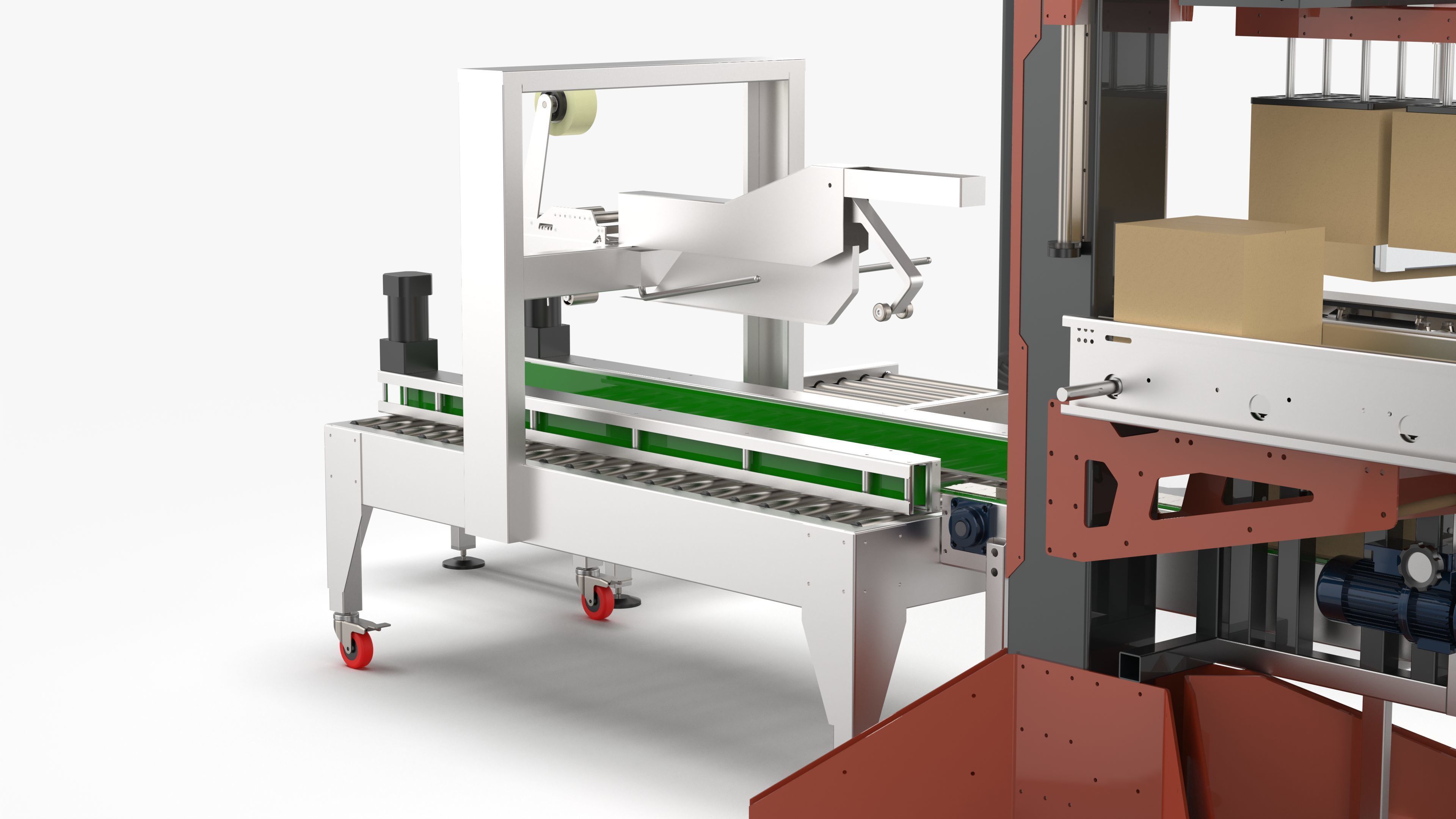 Automatic Unpacking and Sealing Line for Food Factory 3D model_20