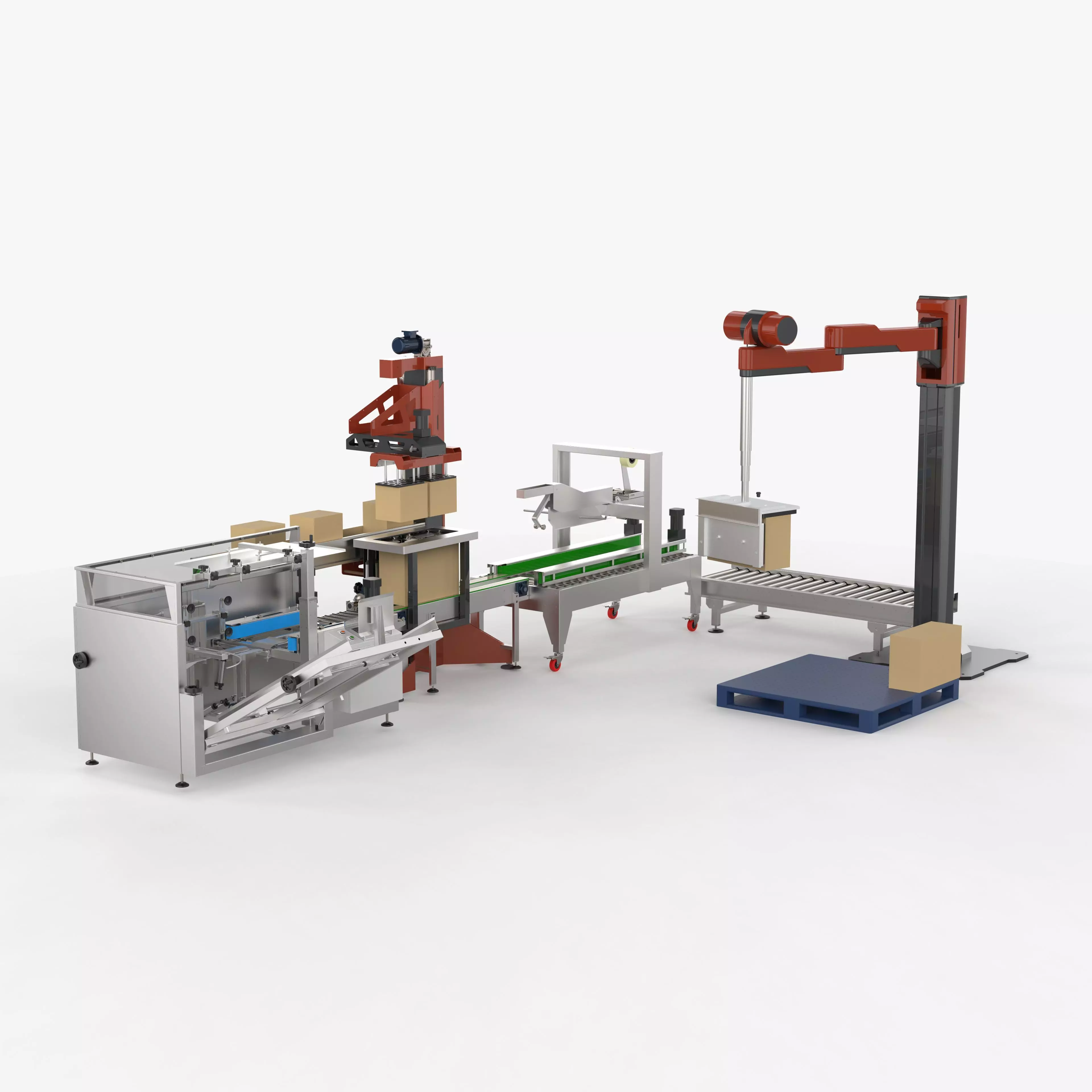 Automatic Unpacking and Sealing Line for Food Factory 3D model_0
