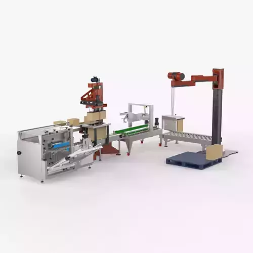Automatic Unpacking and Sealing Line for Food Factory 3D model