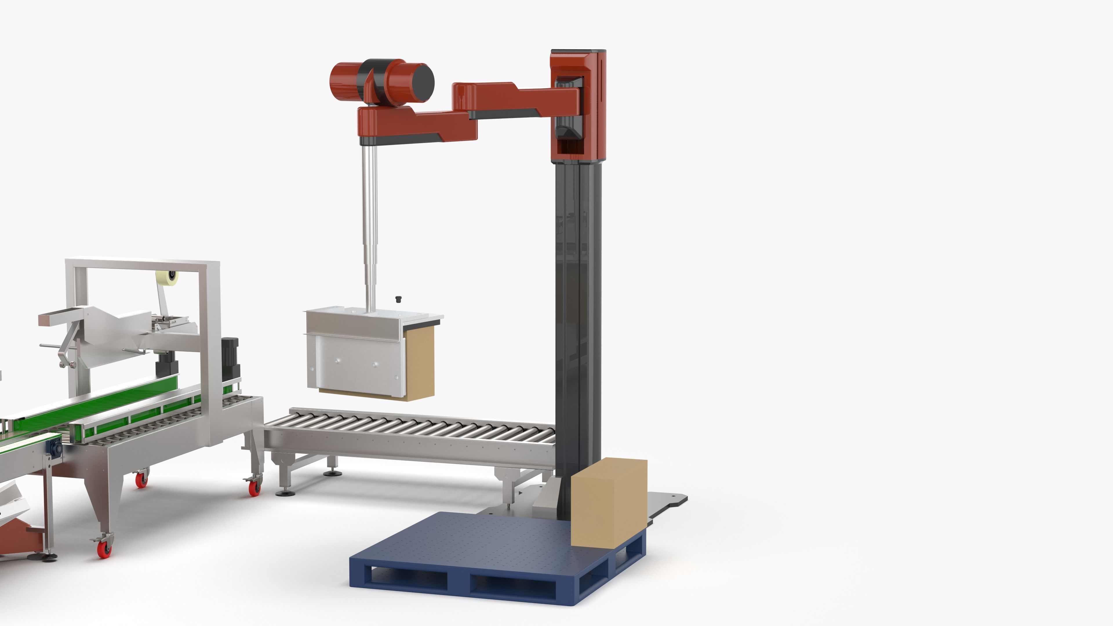 Automatic Unpacking and Sealing Line for Food Factory 3D model_24