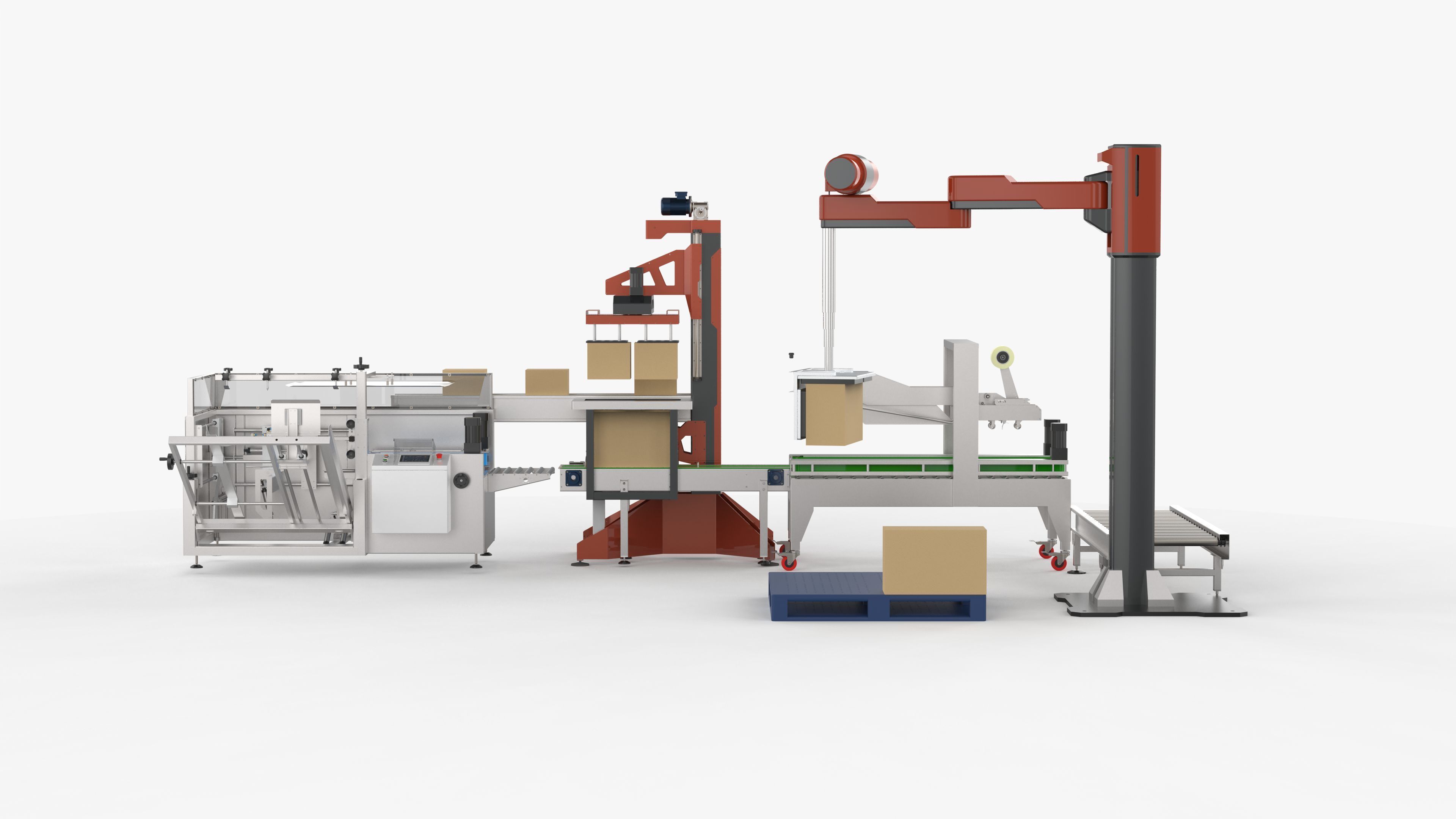 Automatic Unpacking and Sealing Line for Food Factory 3D model_5