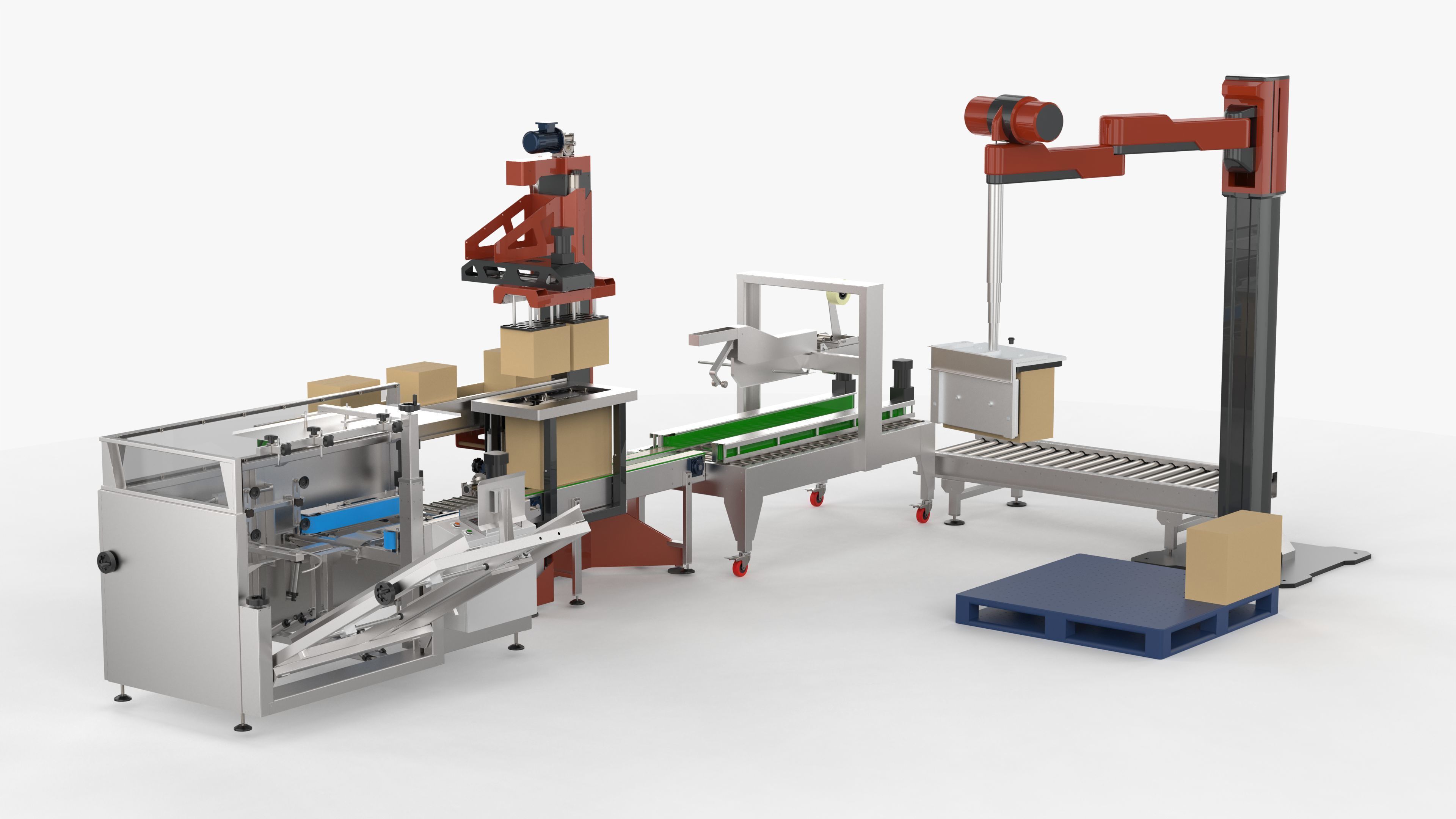 Automatic Unpacking and Sealing Line for Food Factory 3D model_1
