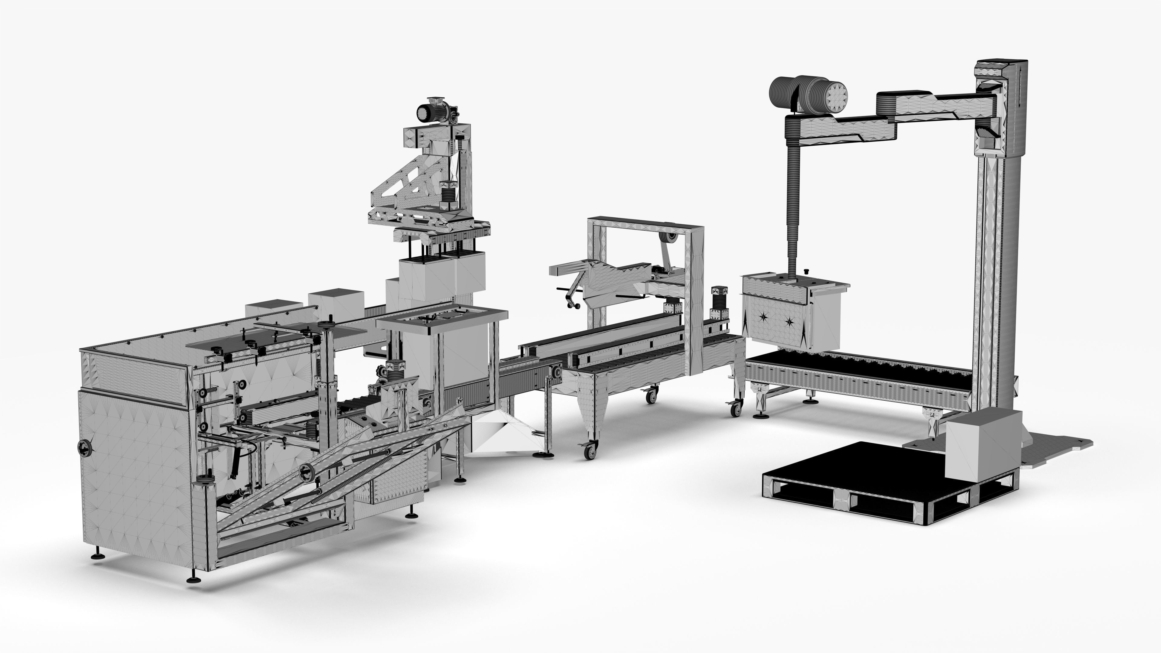 Automatic Unpacking and Sealing Line for Food Factory 3D model_27