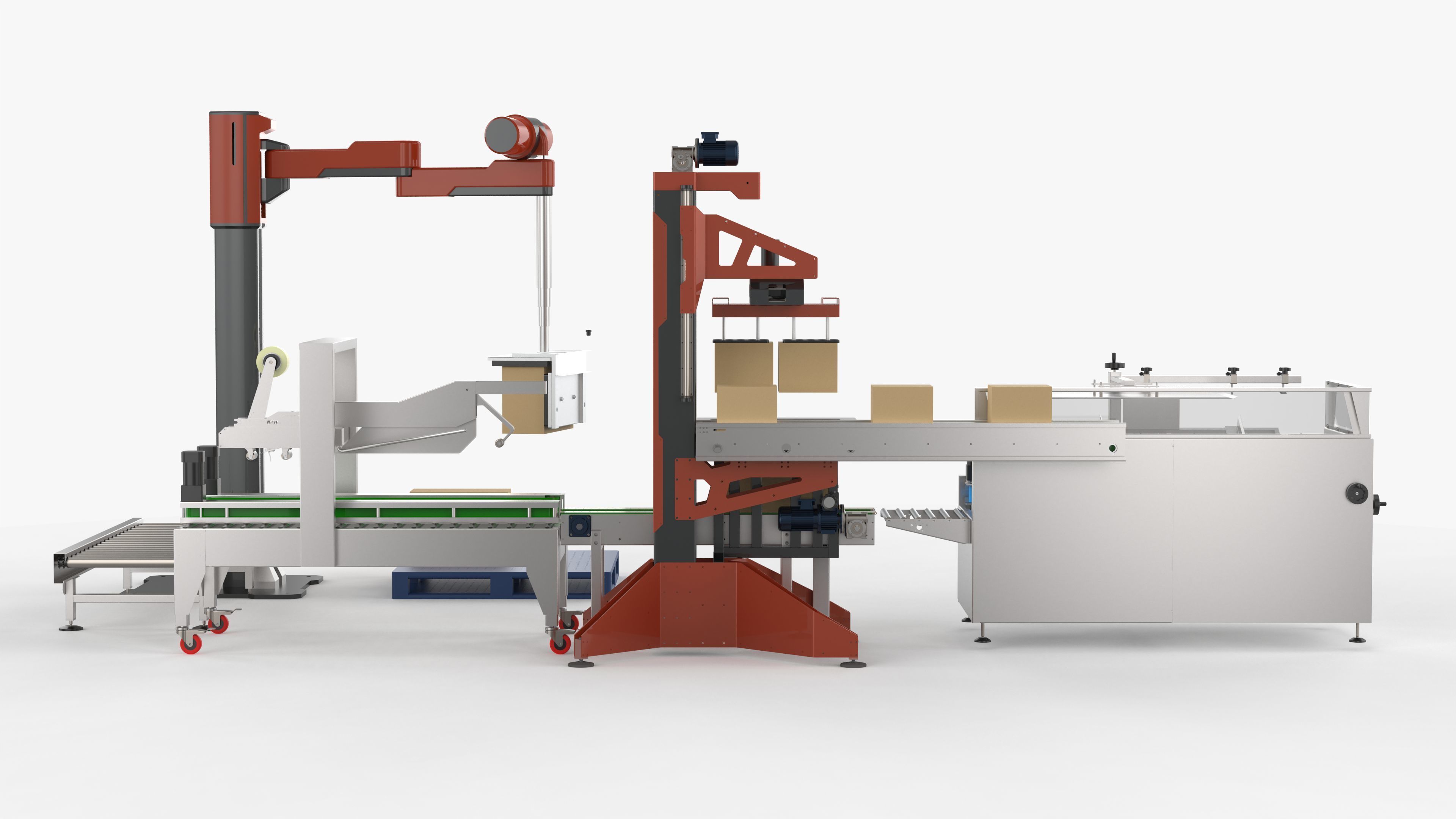 Automatic Unpacking and Sealing Line for Food Factory 3D model_7