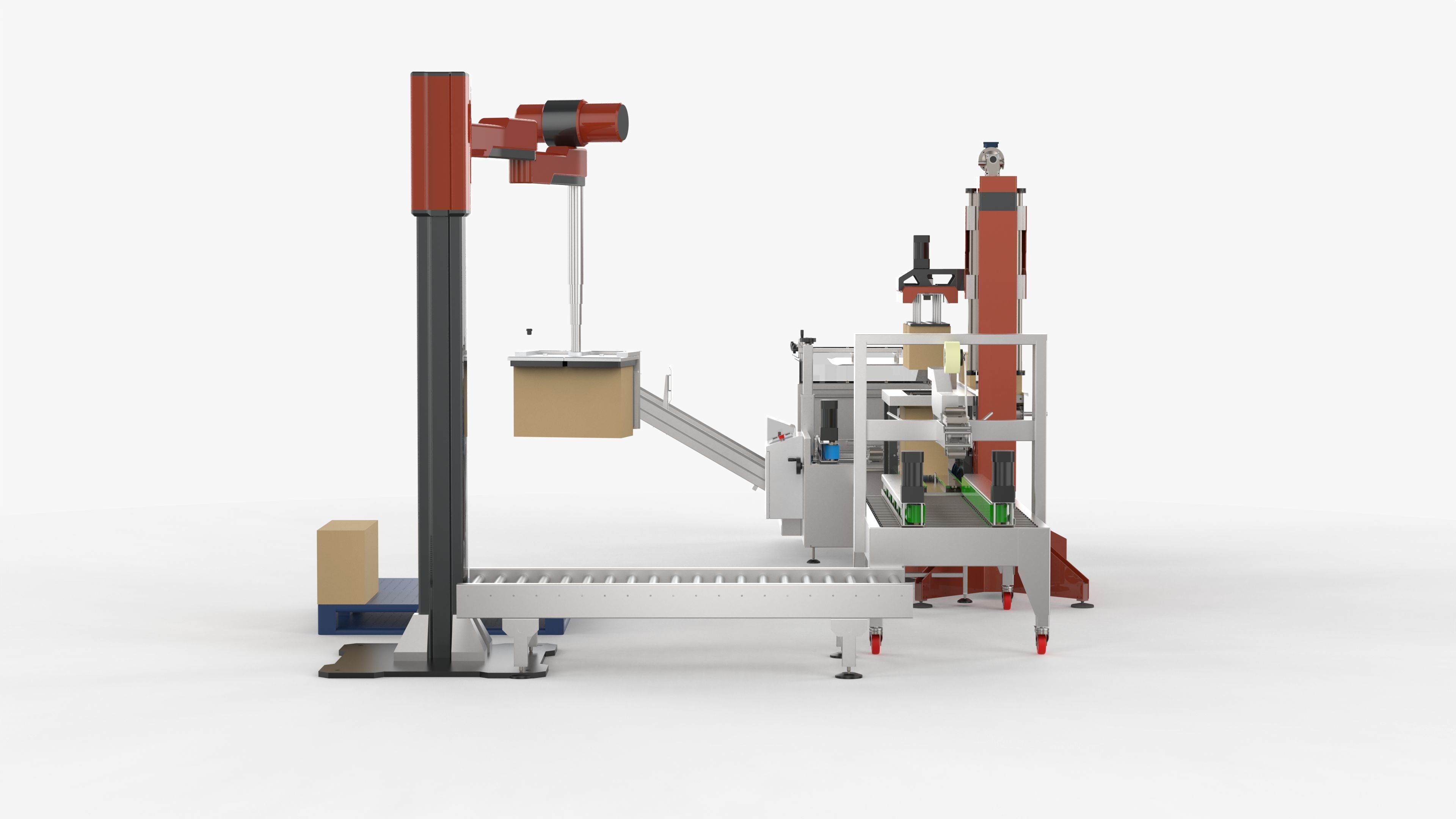 Automatic Unpacking and Sealing Line for Food Factory 3D model_8