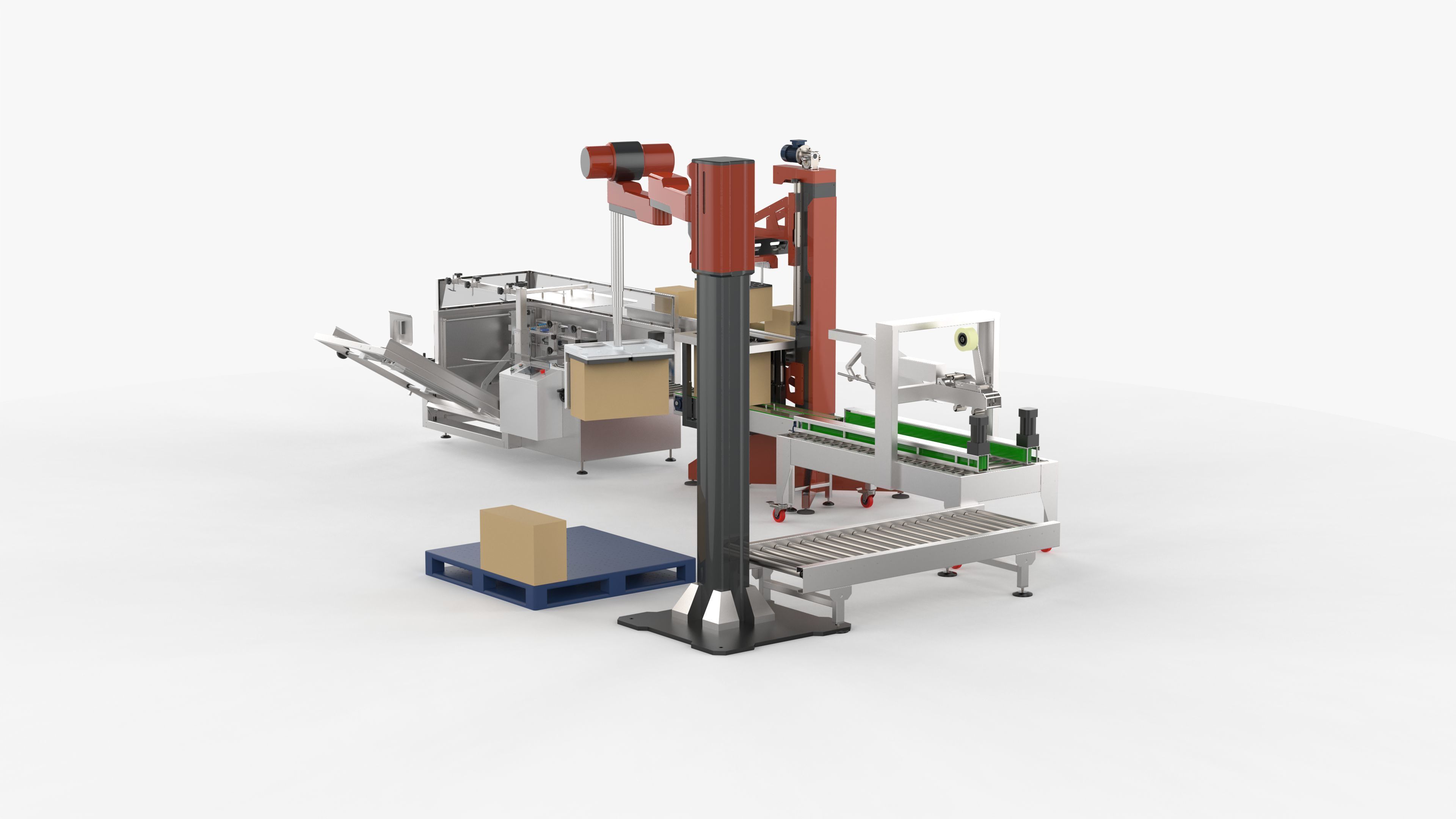Automatic Unpacking and Sealing Line for Food Factory 3D model_4