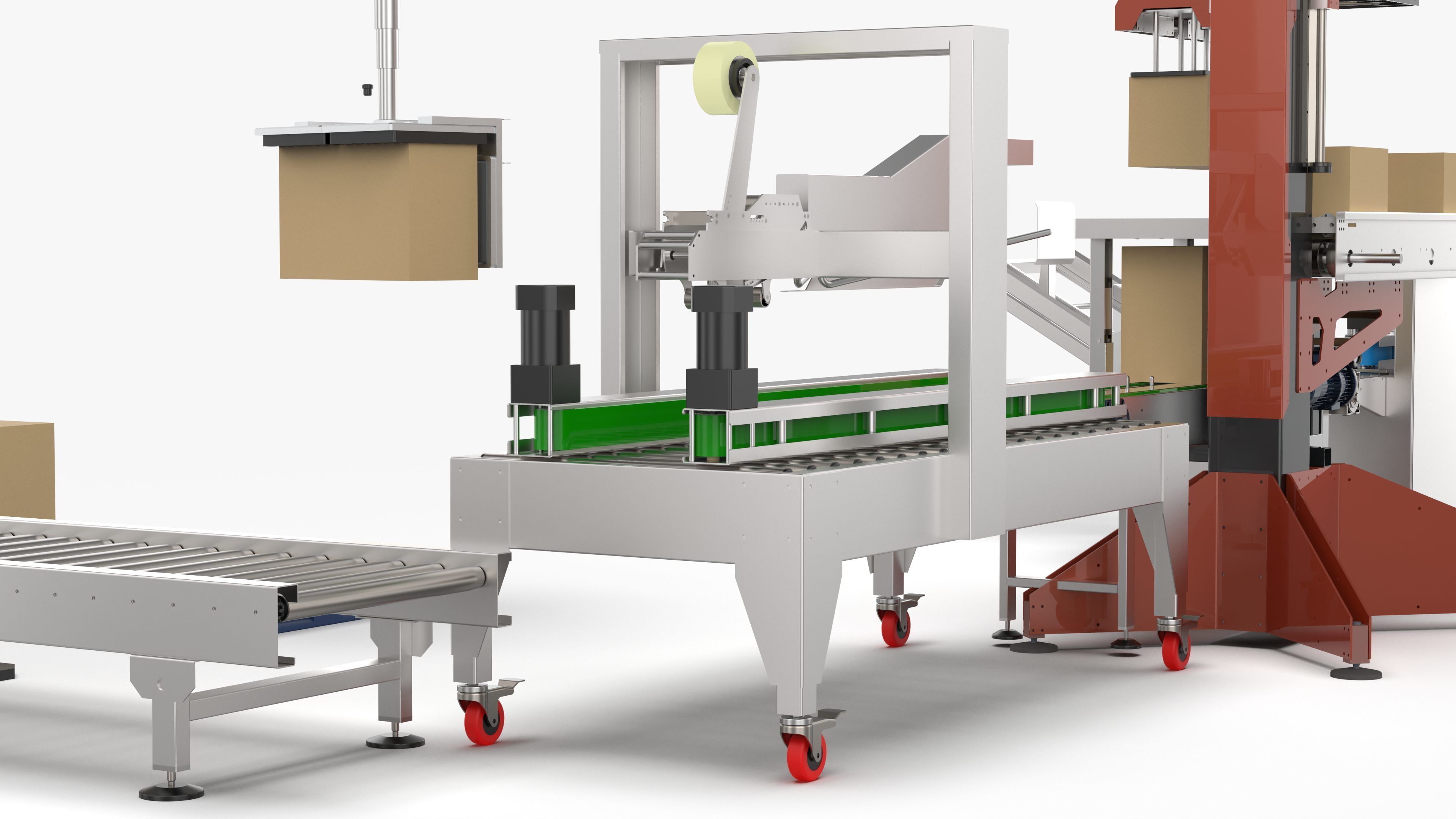 Automatic Unpacking and Sealing Line for Food Factory 3D model_21