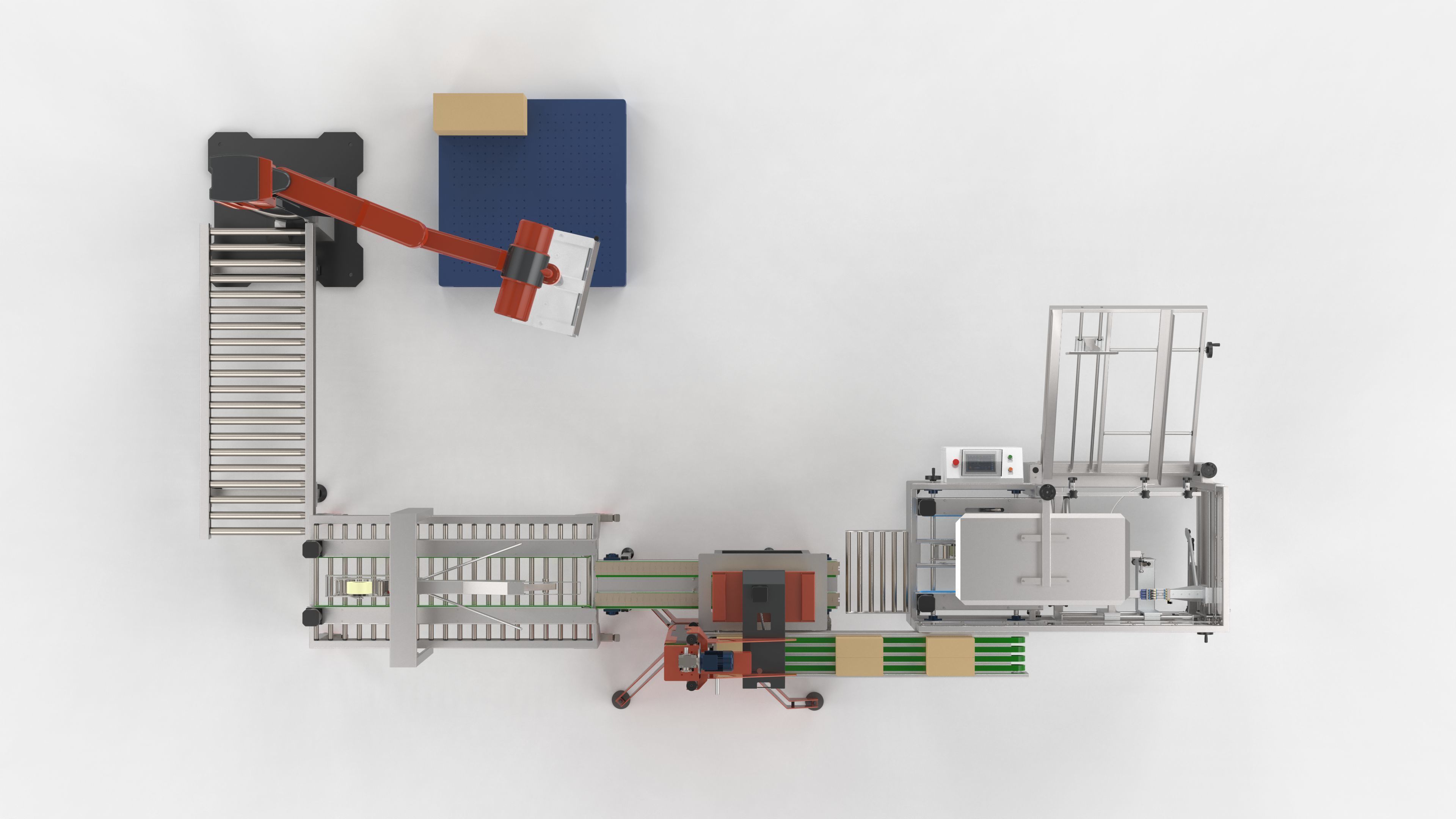 Automatic Unpacking and Sealing Line for Food Factory 3D model_9