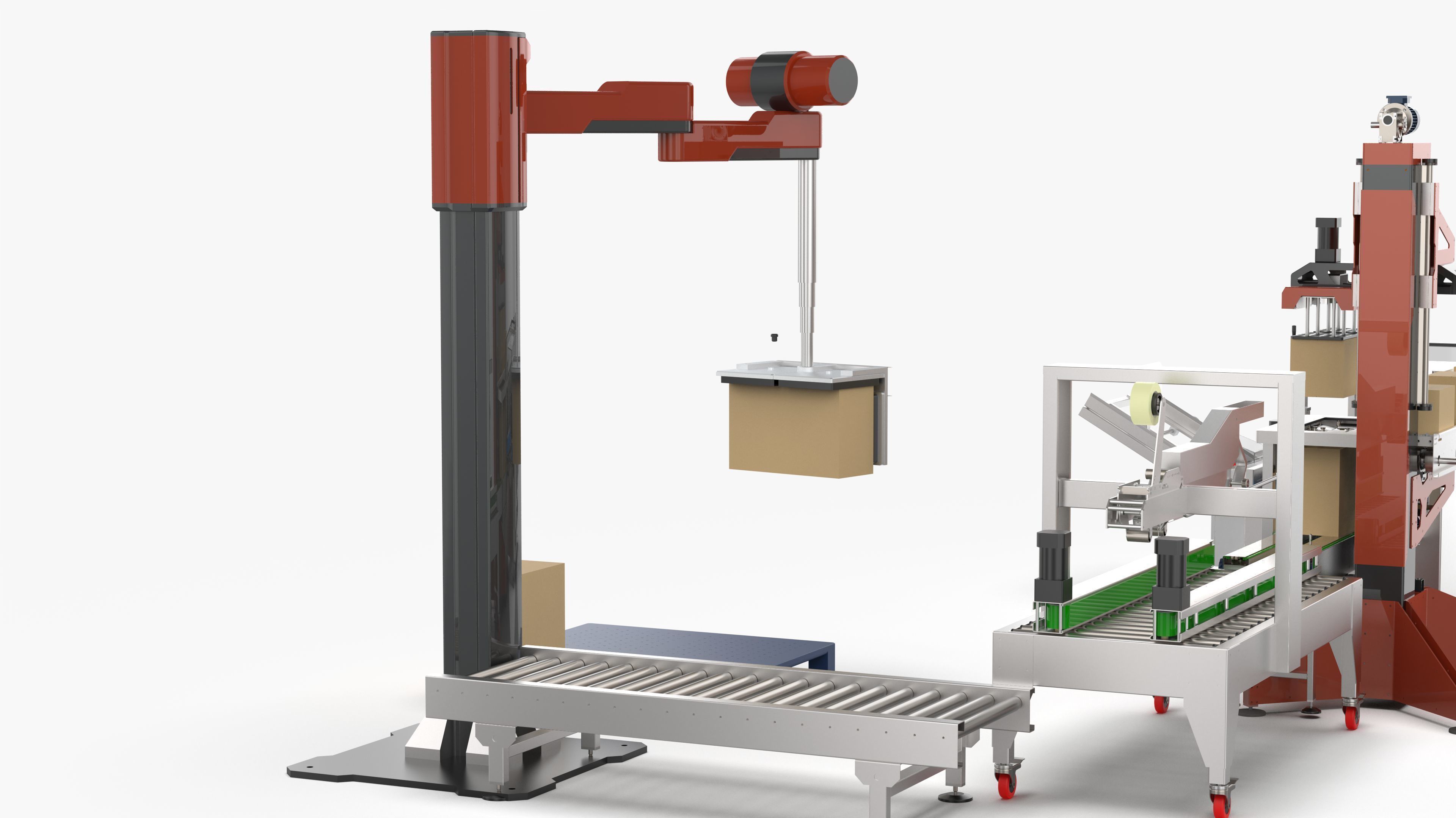 Automatic Unpacking and Sealing Line for Food Factory 3D model_23