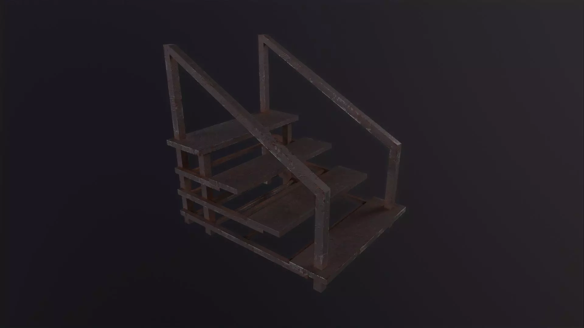 Small Metal Staircase 3D Model Low-poly 3D model_0