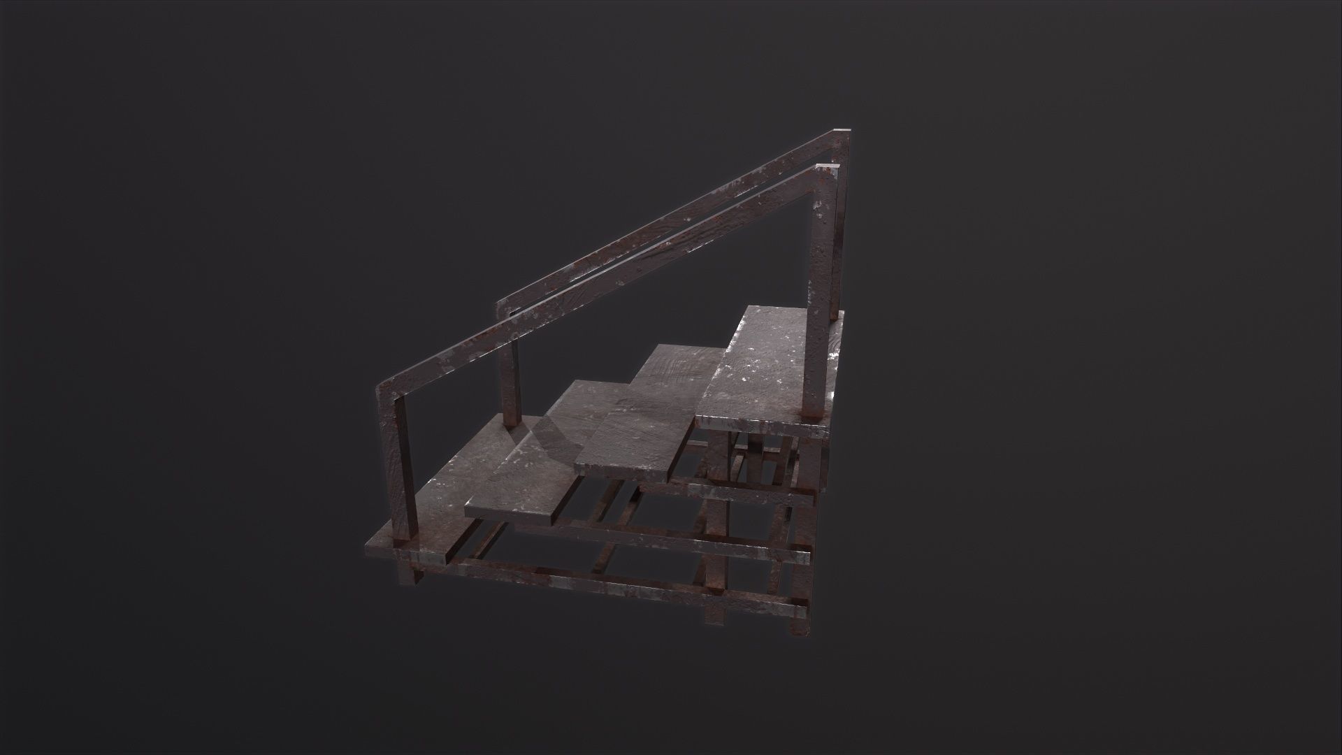 Small Metal Staircase 3D Model Low-poly 3D model_5