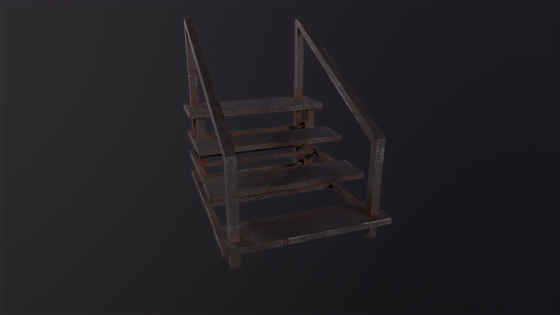 Small Metal Staircase 3D Model Low-poly 3D model_3