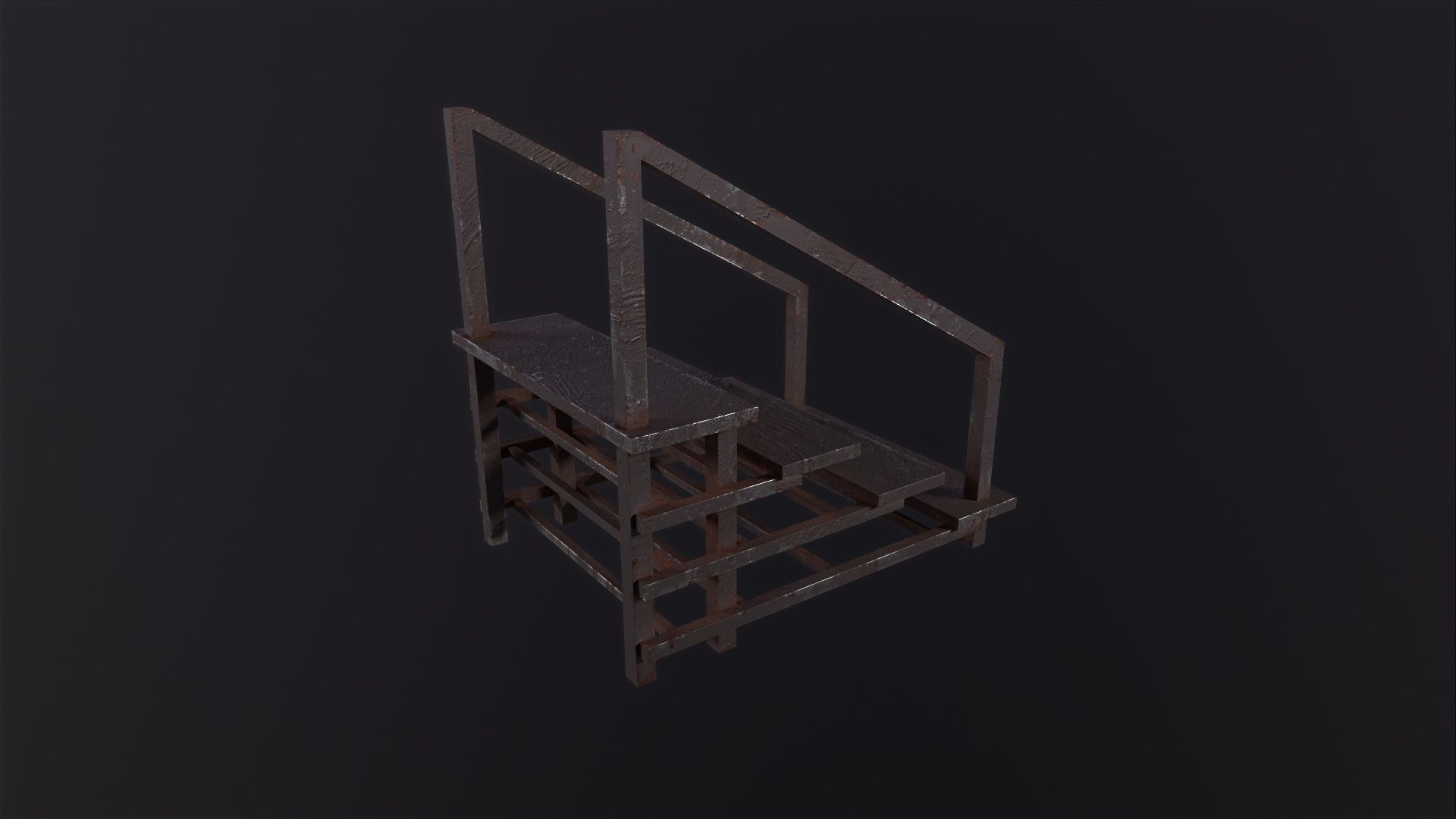 Small Metal Staircase 3D Model Low-poly 3D model_4